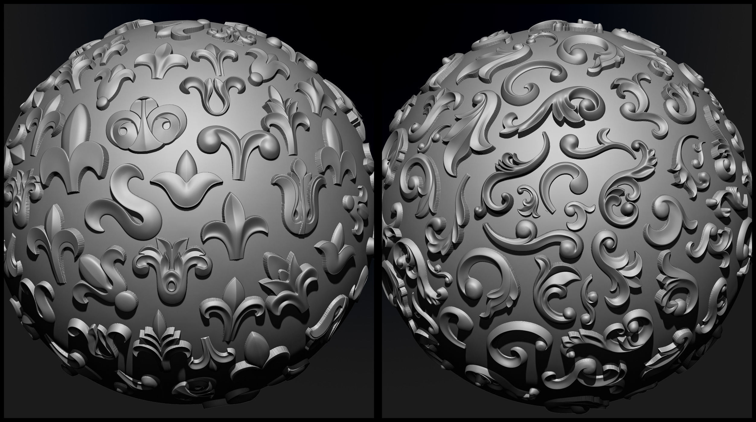 ORNAMENT BRUSHES ALPHA and 3D MODEL- VOL 01 - 02 - 03 - 04 - 05 3D Model Collection_11