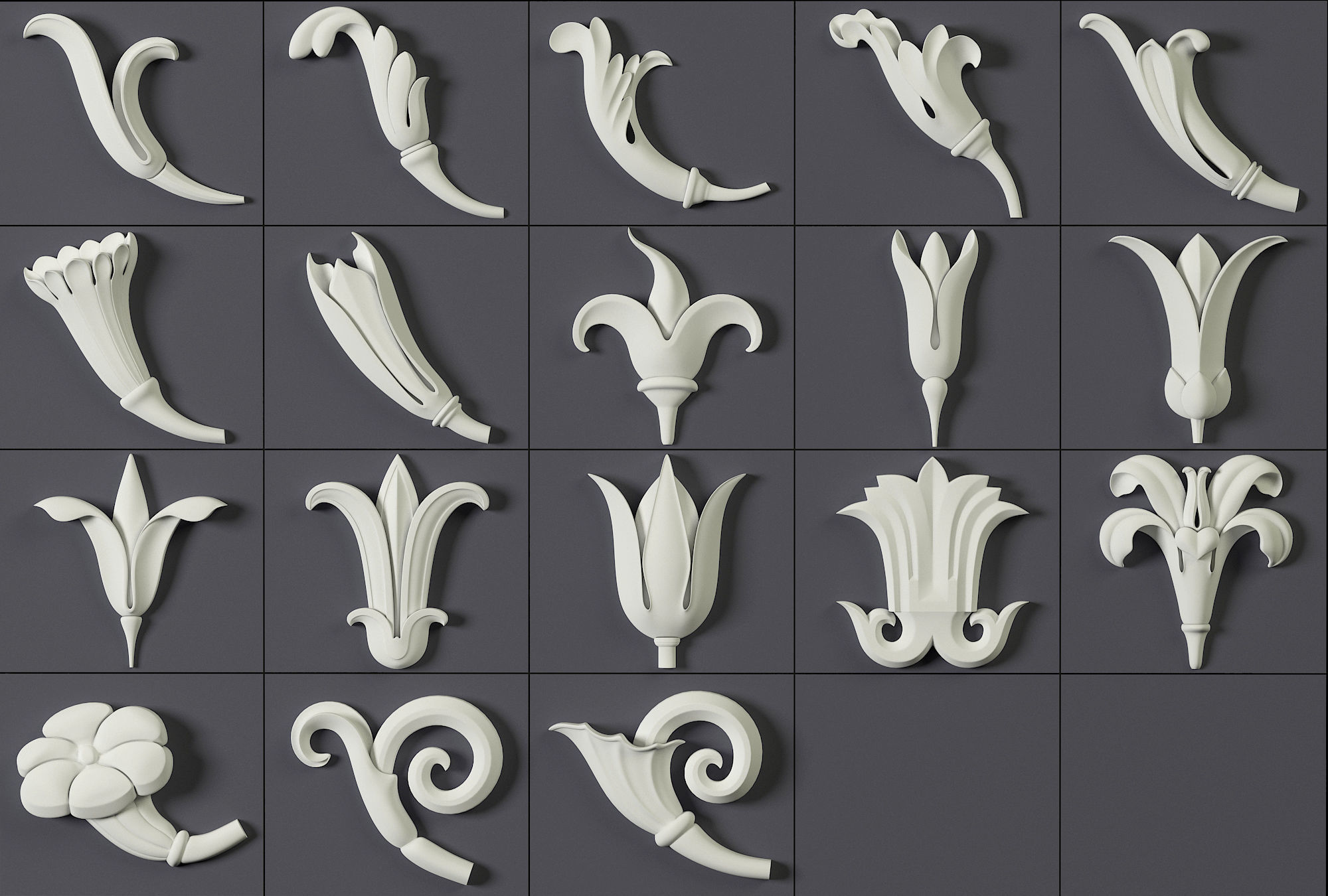 ORNAMENT BRUSHES ALPHA and 3D MODEL- VOL 01 - 02 - 03 - 04 - 05 3D Model Collection_55