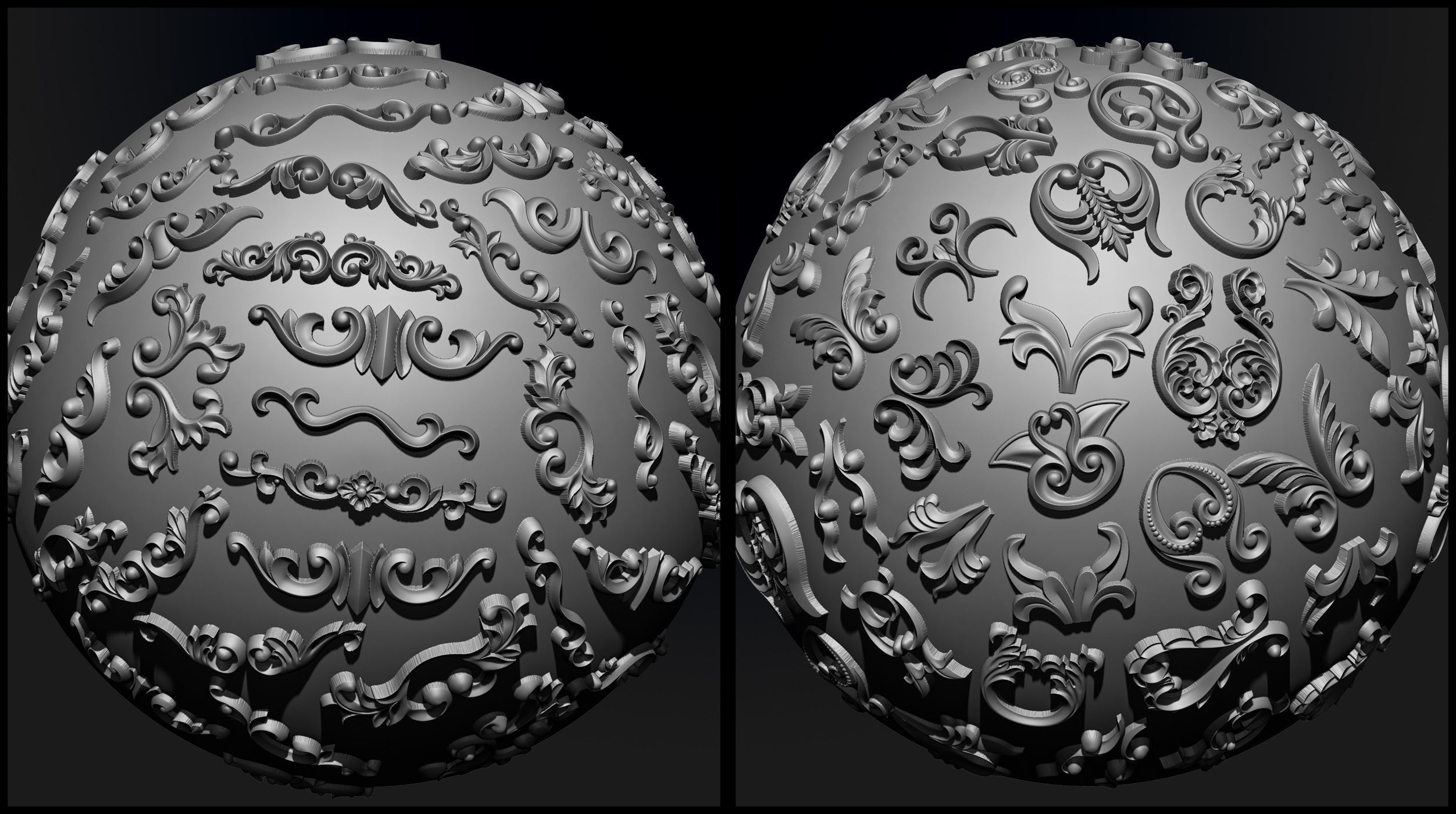 ORNAMENT BRUSHES ALPHA and 3D MODEL- VOL 01 - 02 - 03 - 04 - 05 3D Model Collection_13