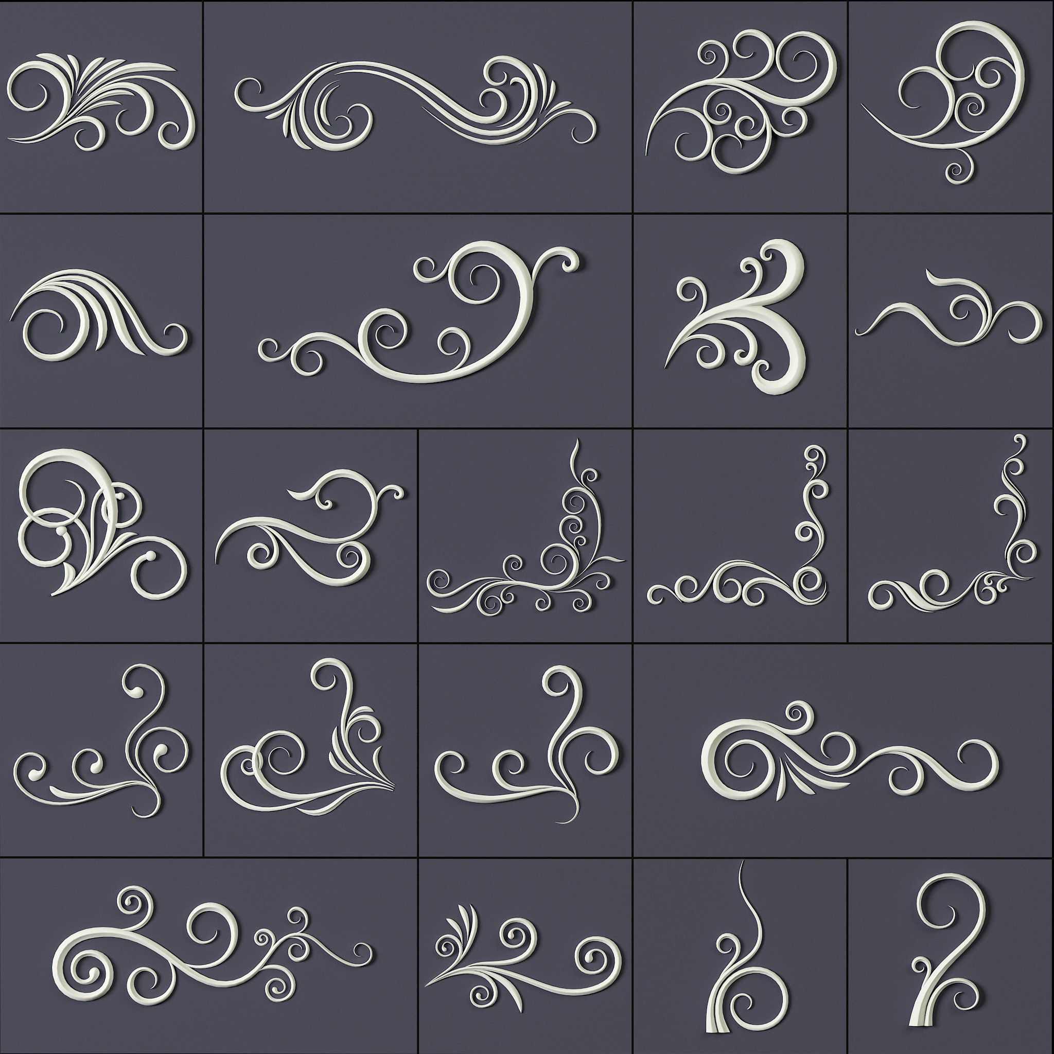 ORNAMENT BRUSHES ALPHA and 3D MODEL- VOL 01 - 02 - 03 - 04 - 05 3D Model Collection_52