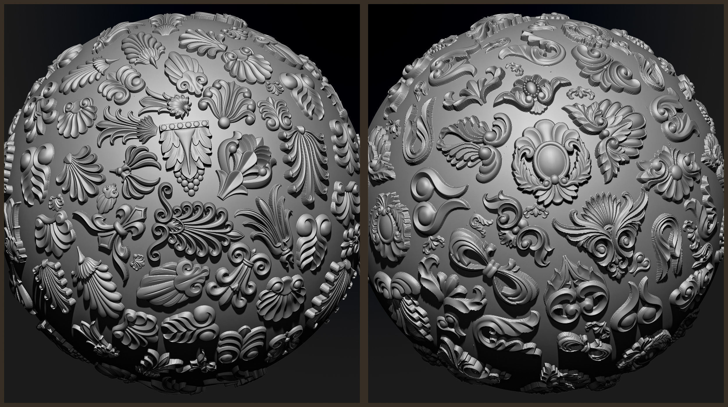 ORNAMENT BRUSHES ALPHA and 3D MODEL- VOL 01 - 02 - 03 - 04 - 05 3D Model Collection_17