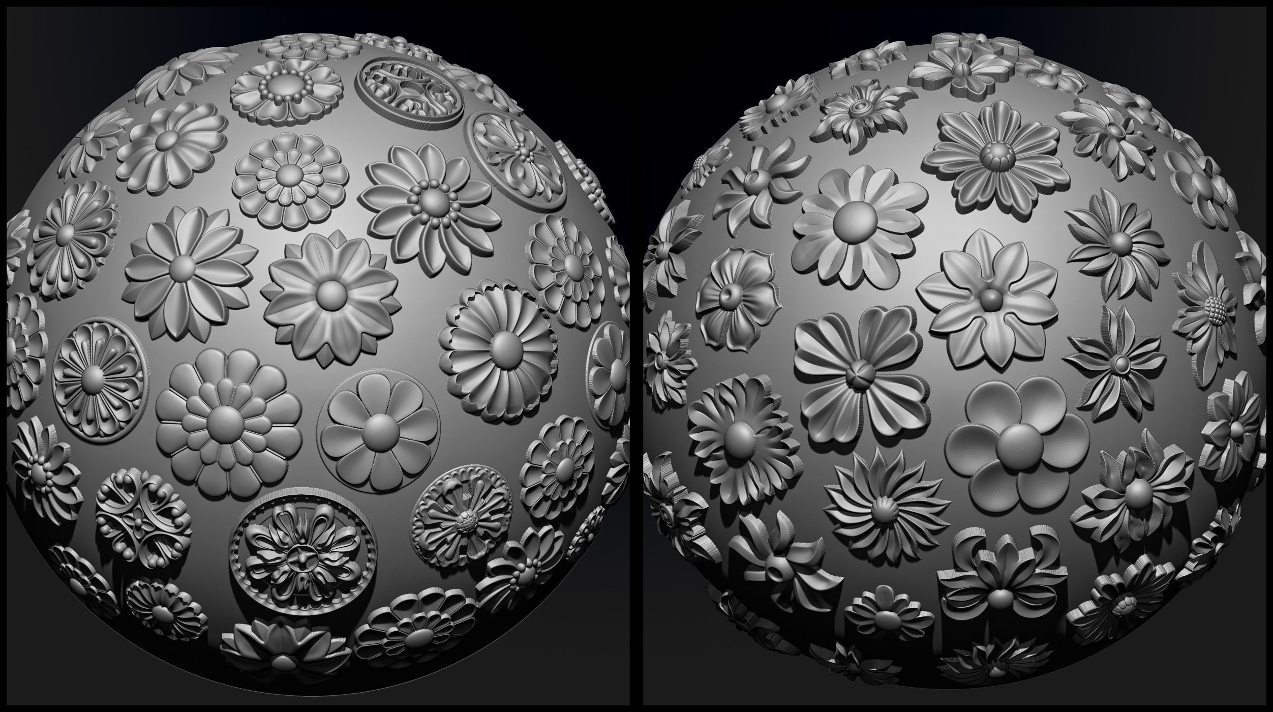 ORNAMENT BRUSHES ALPHA and 3D MODEL- VOL 01 - 02 - 03 - 04 - 05 3D Model Collection_9