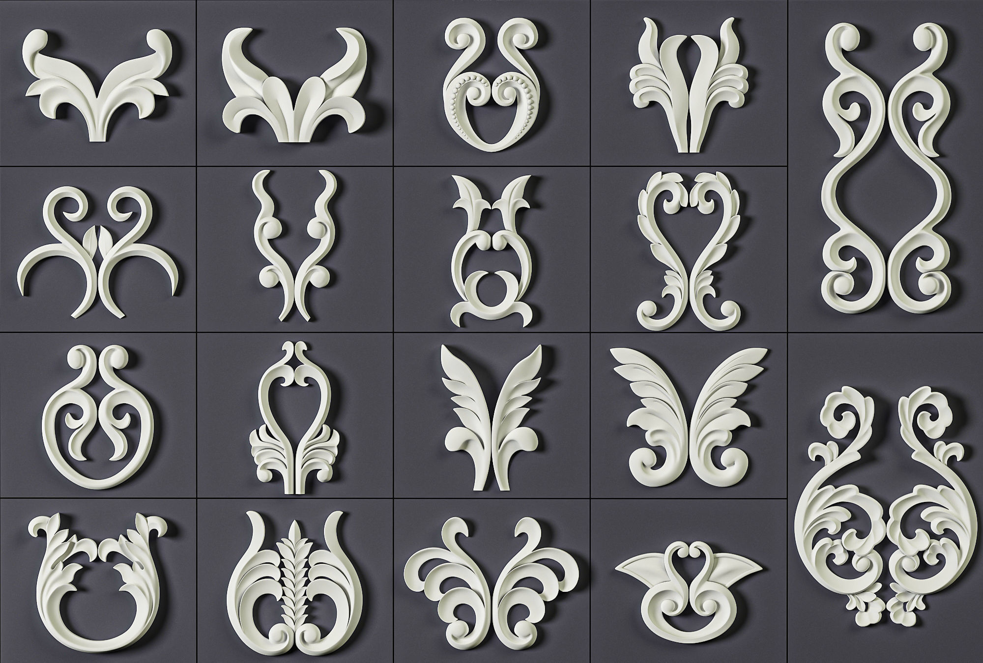 ORNAMENT BRUSHES ALPHA and 3D MODEL- VOL 01 - 02 - 03 - 04 - 05 3D Model Collection_49