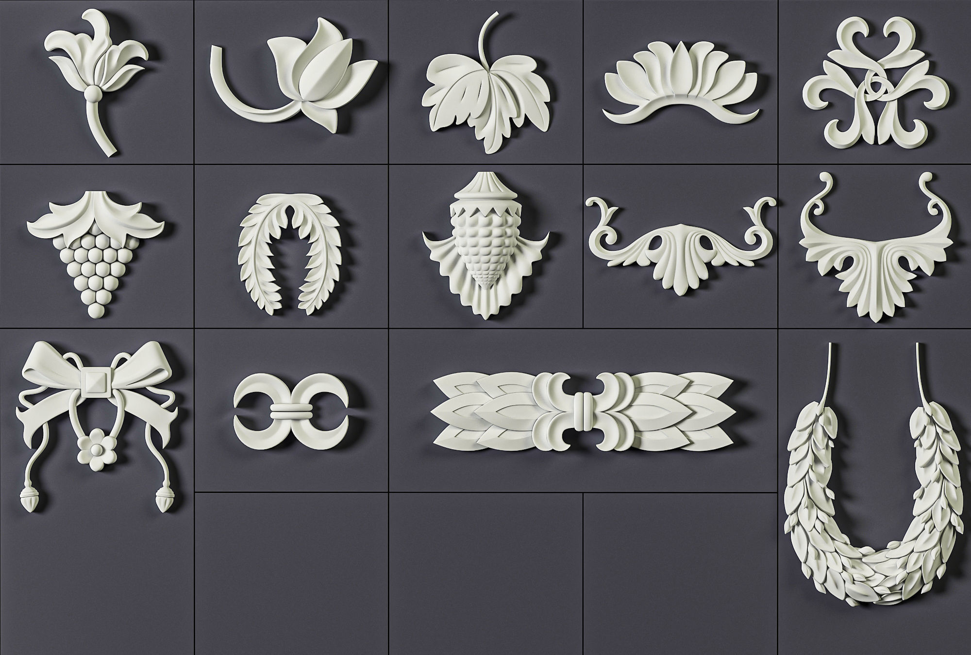 ORNAMENT BRUSHES ALPHA and 3D MODEL- VOL 01 - 02 - 03 - 04 - 05 3D Model Collection_46