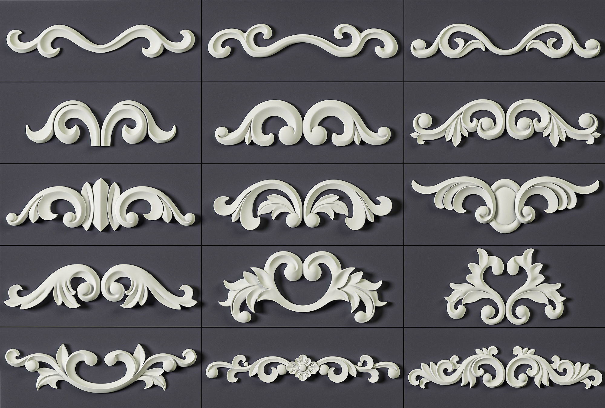 ORNAMENT BRUSHES ALPHA and 3D MODEL- VOL 01 - 02 - 03 - 04 - 05 3D Model Collection_37