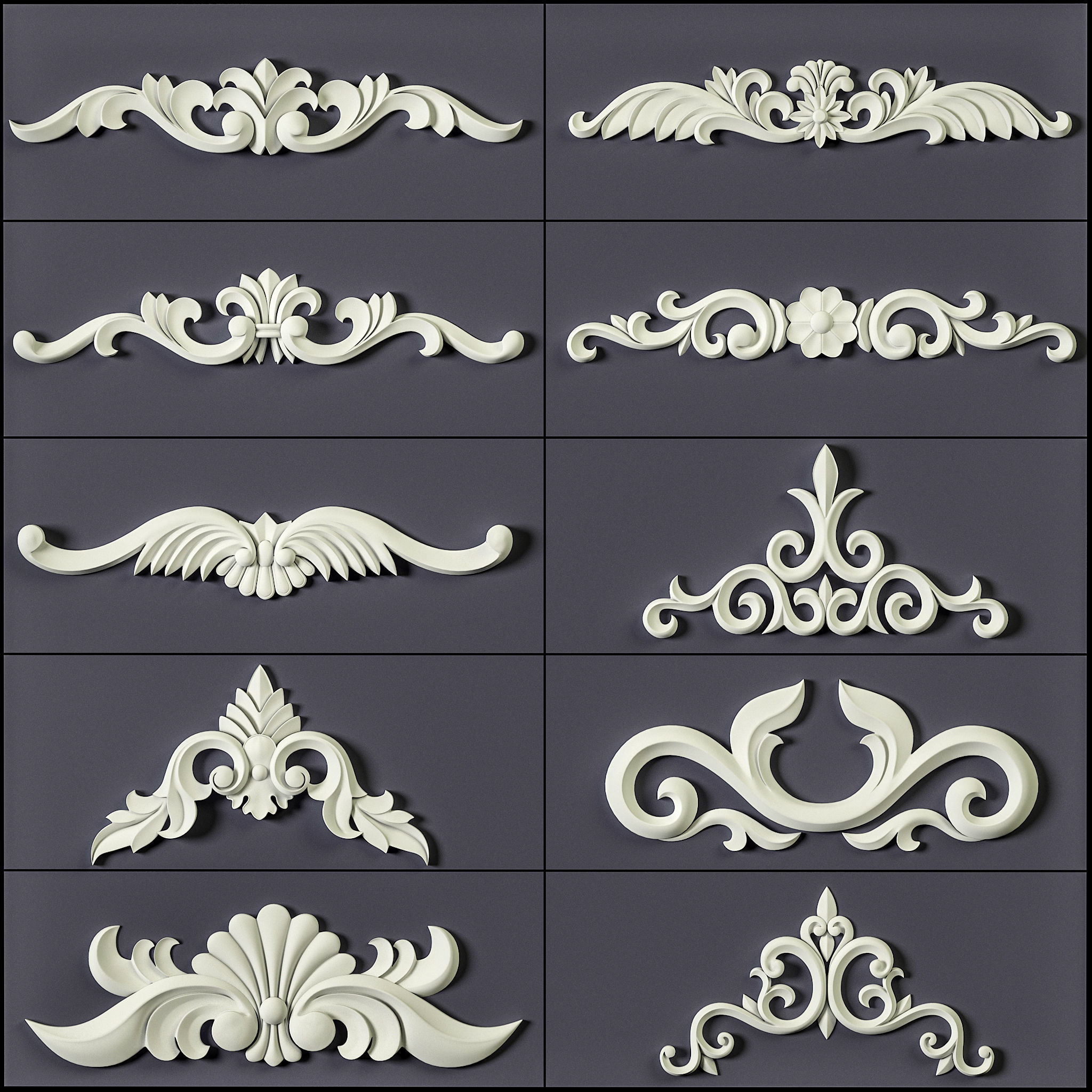 ORNAMENT BRUSHES ALPHA and 3D MODEL- VOL 01 - 02 - 03 - 04 - 05 3D Model Collection_43