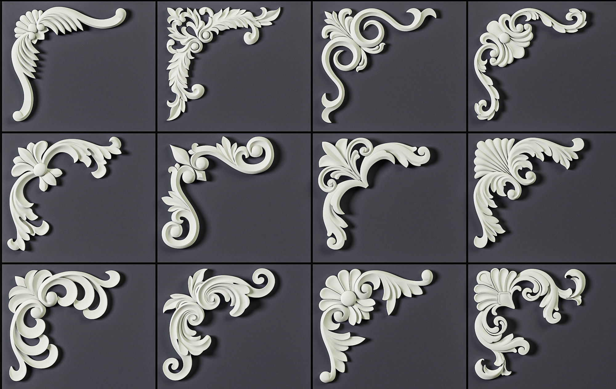 ORNAMENT BRUSHES ALPHA and 3D MODEL- VOL 01 - 02 - 03 - 04 - 05 3D Model Collection_38