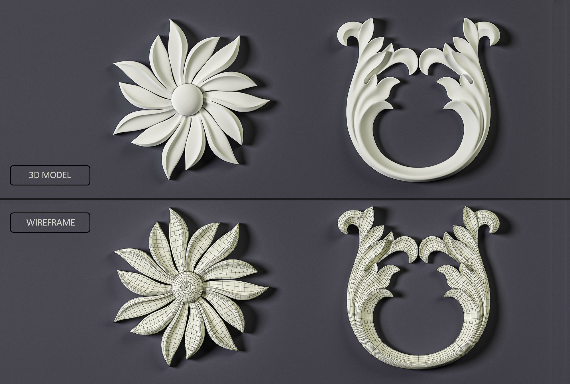 ORNAMENT BRUSHES ALPHA and 3D MODEL- VOL 01 - 02 - 03 - 04 - 05 3D Model Collection_22