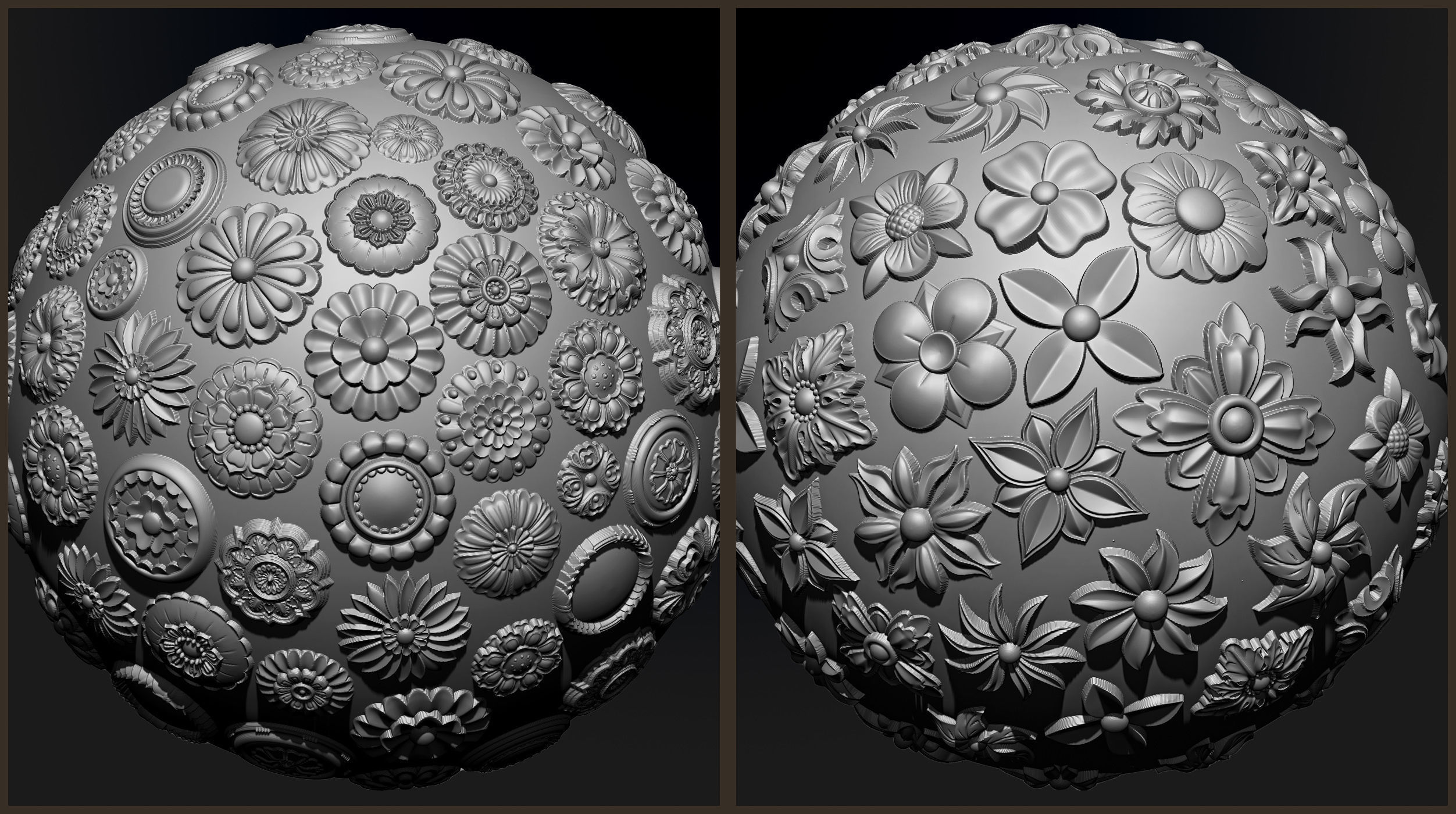 ORNAMENT BRUSHES ALPHA and 3D MODEL- VOL 01 - 02 - 03 - 04 - 05 3D Model Collection_15