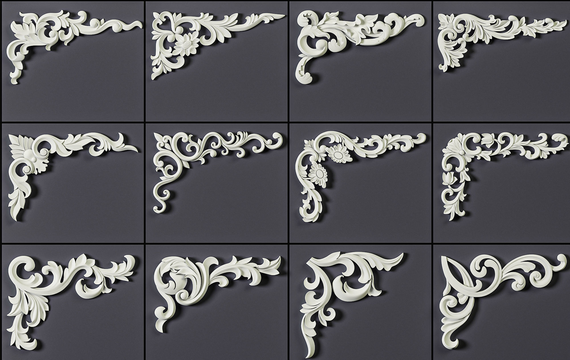 ORNAMENT BRUSHES ALPHA and 3D MODEL- VOL 01 - 02 - 03 - 04 - 05 3D Model Collection_24