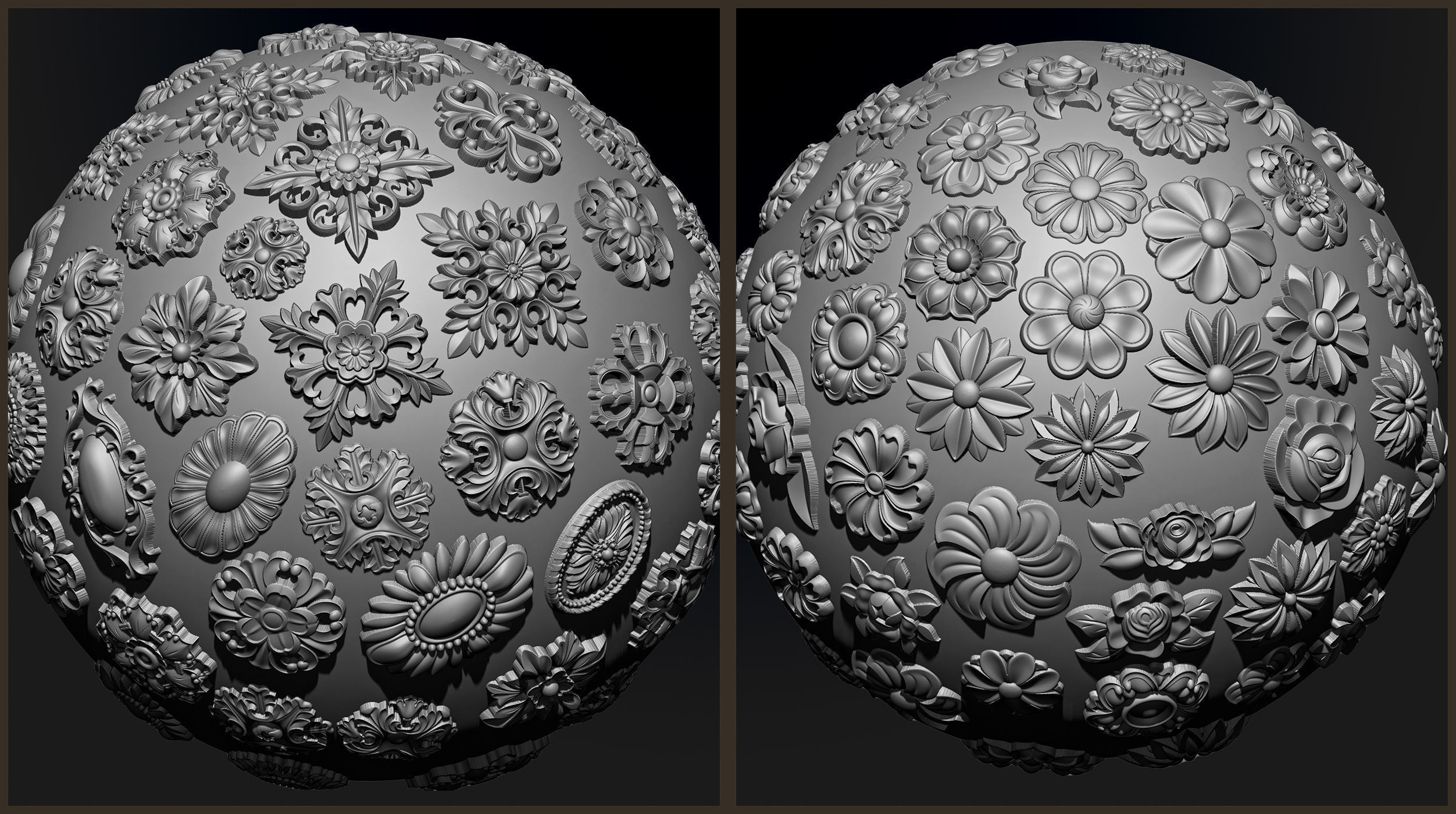 ORNAMENT BRUSHES ALPHA and 3D MODEL- VOL 01 - 02 - 03 - 04 - 05 3D Model Collection_16