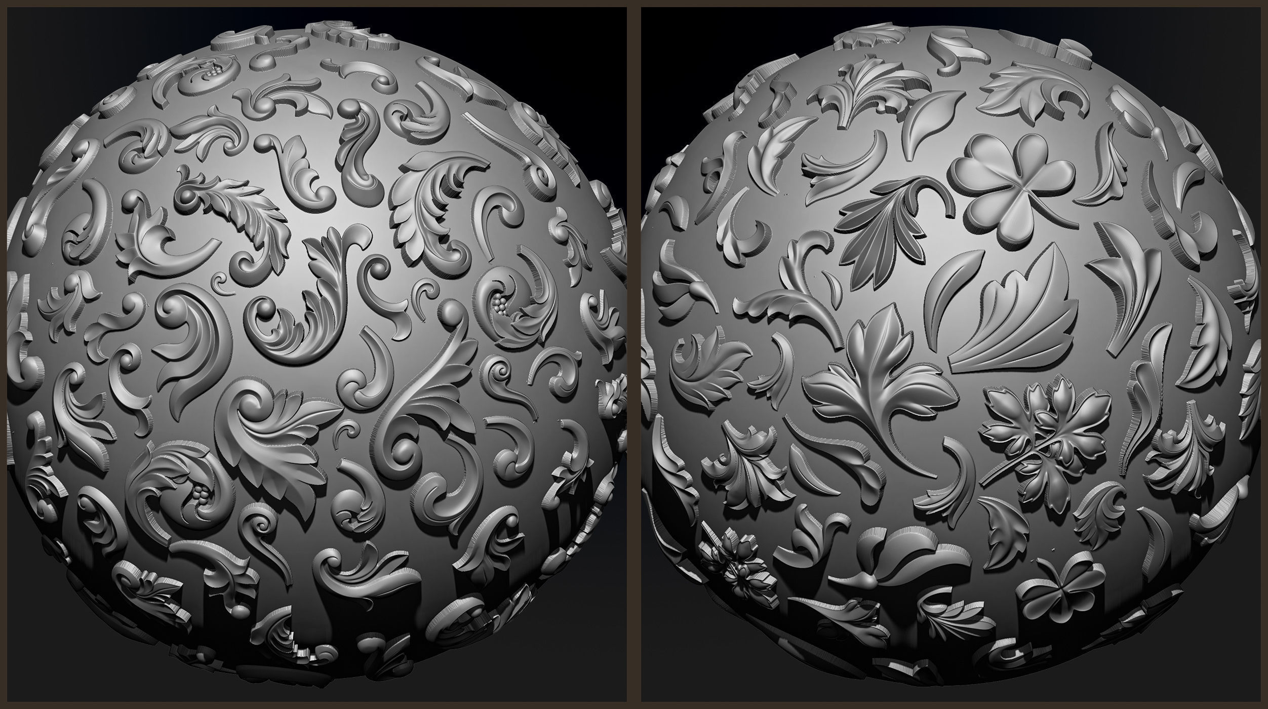 ORNAMENT BRUSHES ALPHA and 3D MODEL- VOL 01 - 02 - 03 - 04 - 05 3D Model Collection_18