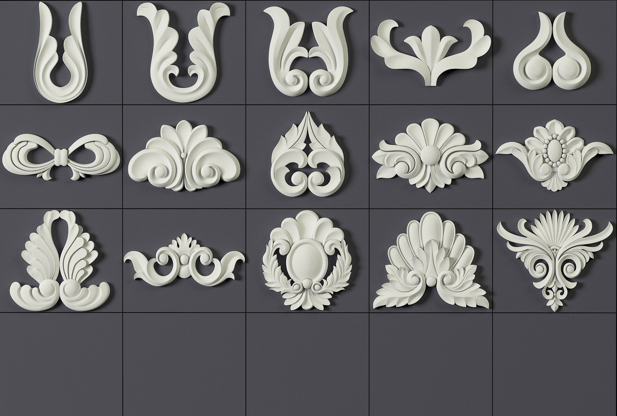 ORNAMENT BRUSHES ALPHA and 3D MODEL- VOL 01 - 02 - 03 - 04 - 05 3D Model Collection_57