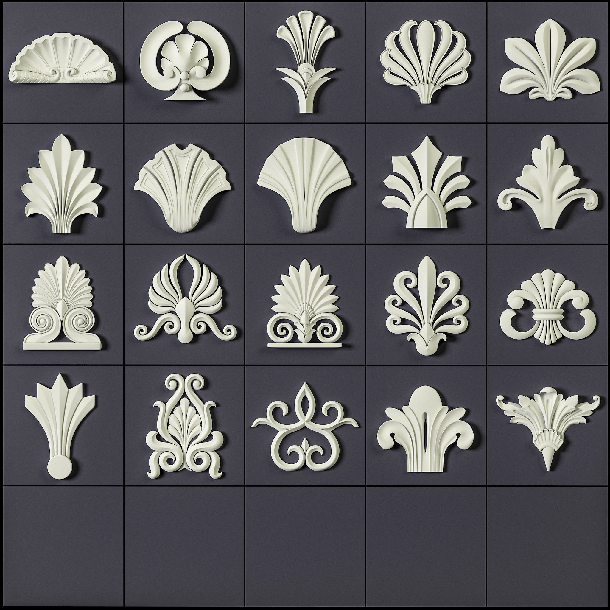 ORNAMENT BRUSHES ALPHA and 3D MODEL- VOL 01 - 02 - 03 - 04 - 05 3D Model Collection_48