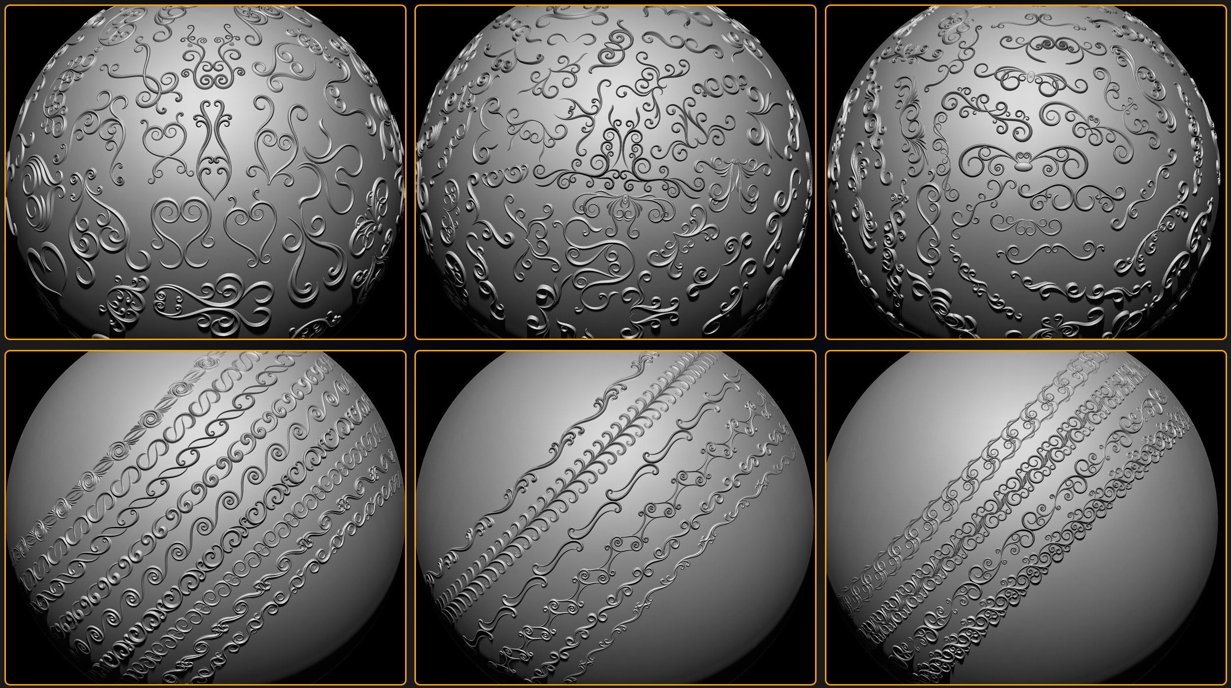 ORNAMENT BRUSHES ALPHA and 3D MODEL- VOL 01 - 02 - 03 - 04 - 05 3D Model Collection_20