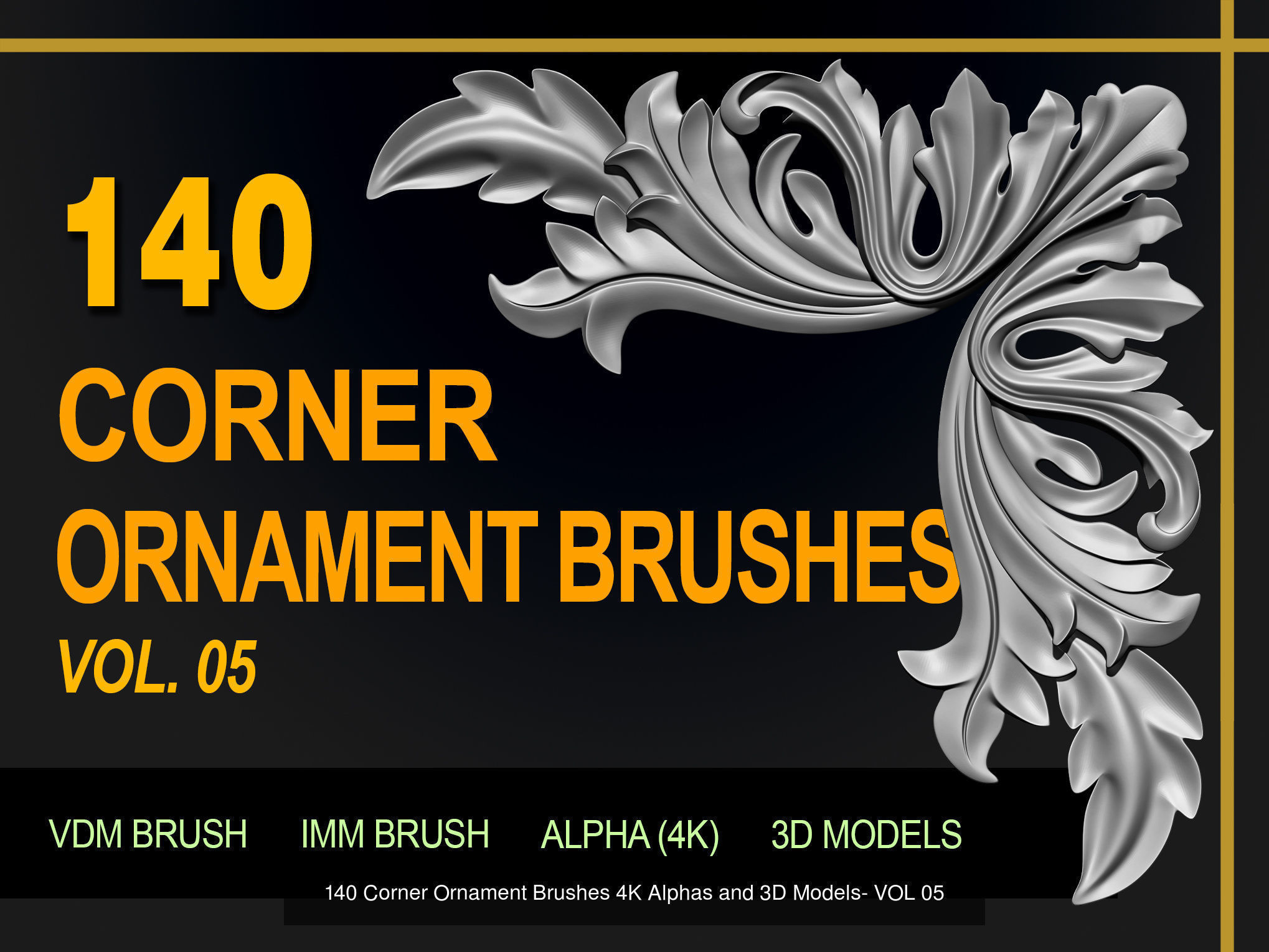 ORNAMENT BRUSHES ALPHA and 3D MODEL- VOL 01 - 02 - 03 - 04 - 05 3D Model Collection_2
