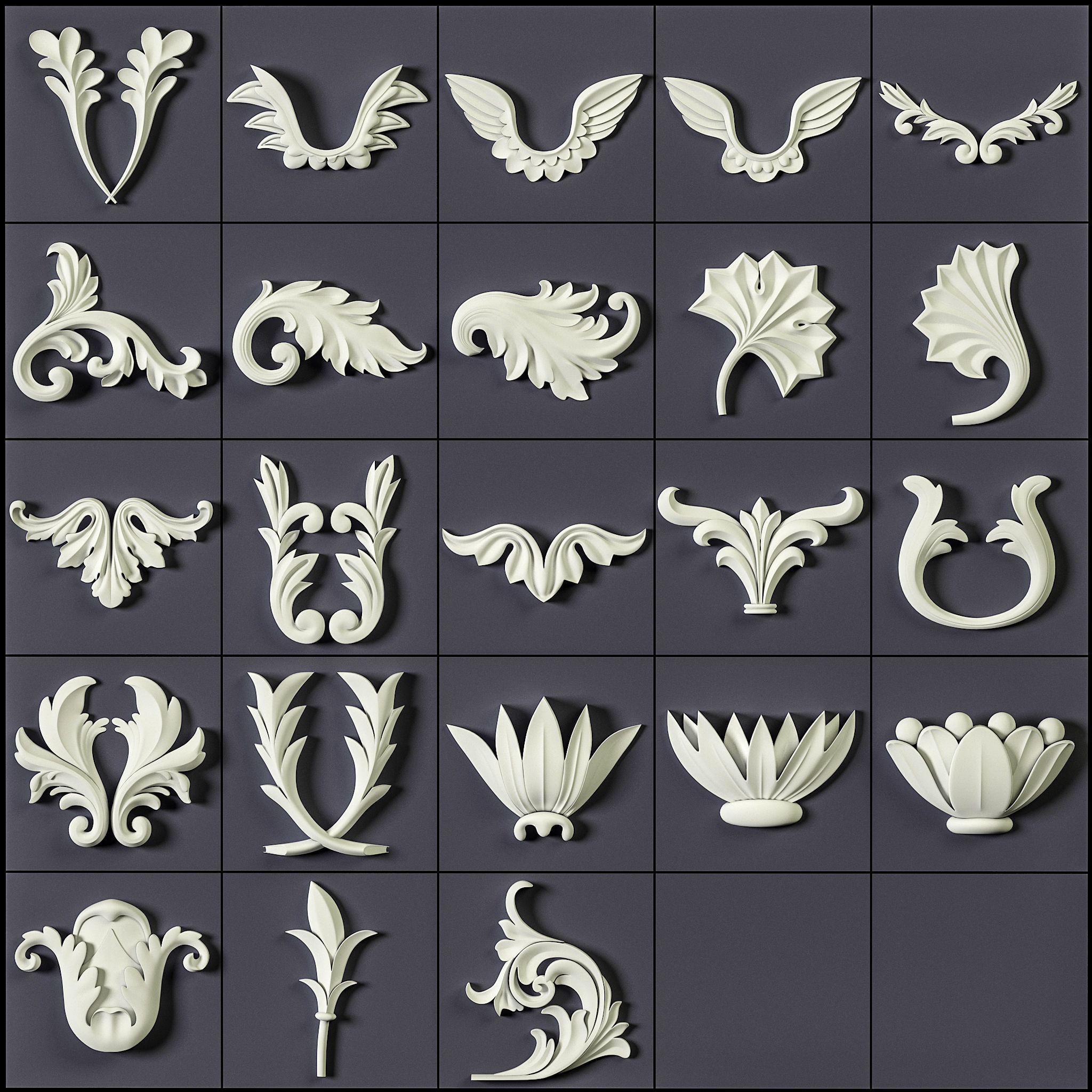 ORNAMENT BRUSHES ALPHA and 3D MODEL- VOL 01 - 02 - 03 - 04 - 05 3D Model Collection_26