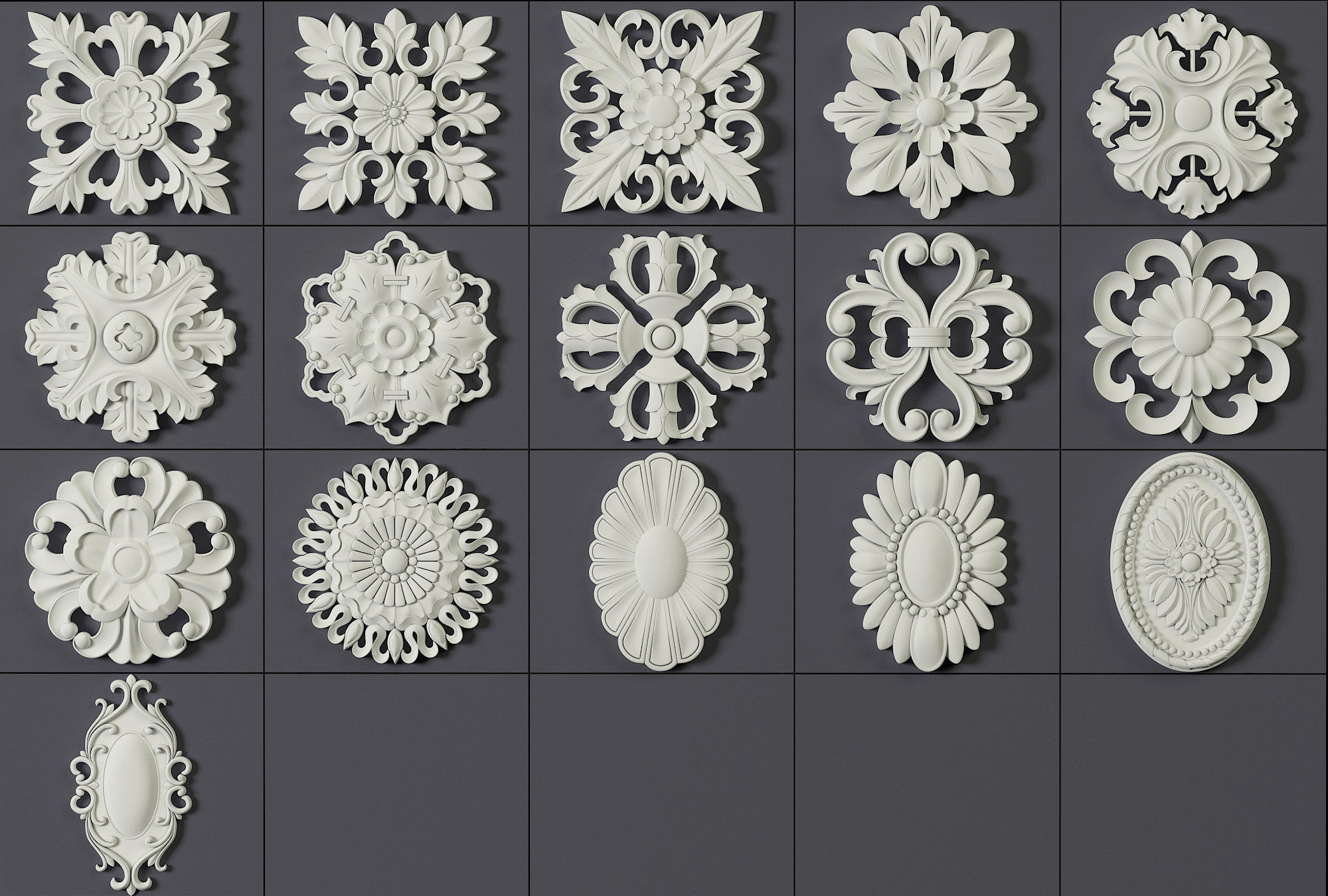 ORNAMENT BRUSHES ALPHA and 3D MODEL- VOL 01 - 02 - 03 - 04 - 05 3D Model Collection_62