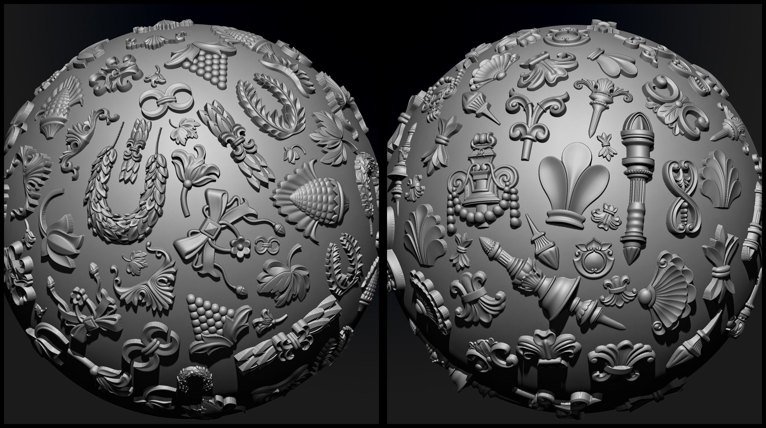 ORNAMENT BRUSHES ALPHA and 3D MODEL- VOL 01 - 02 - 03 - 04 - 05 3D Model Collection_12