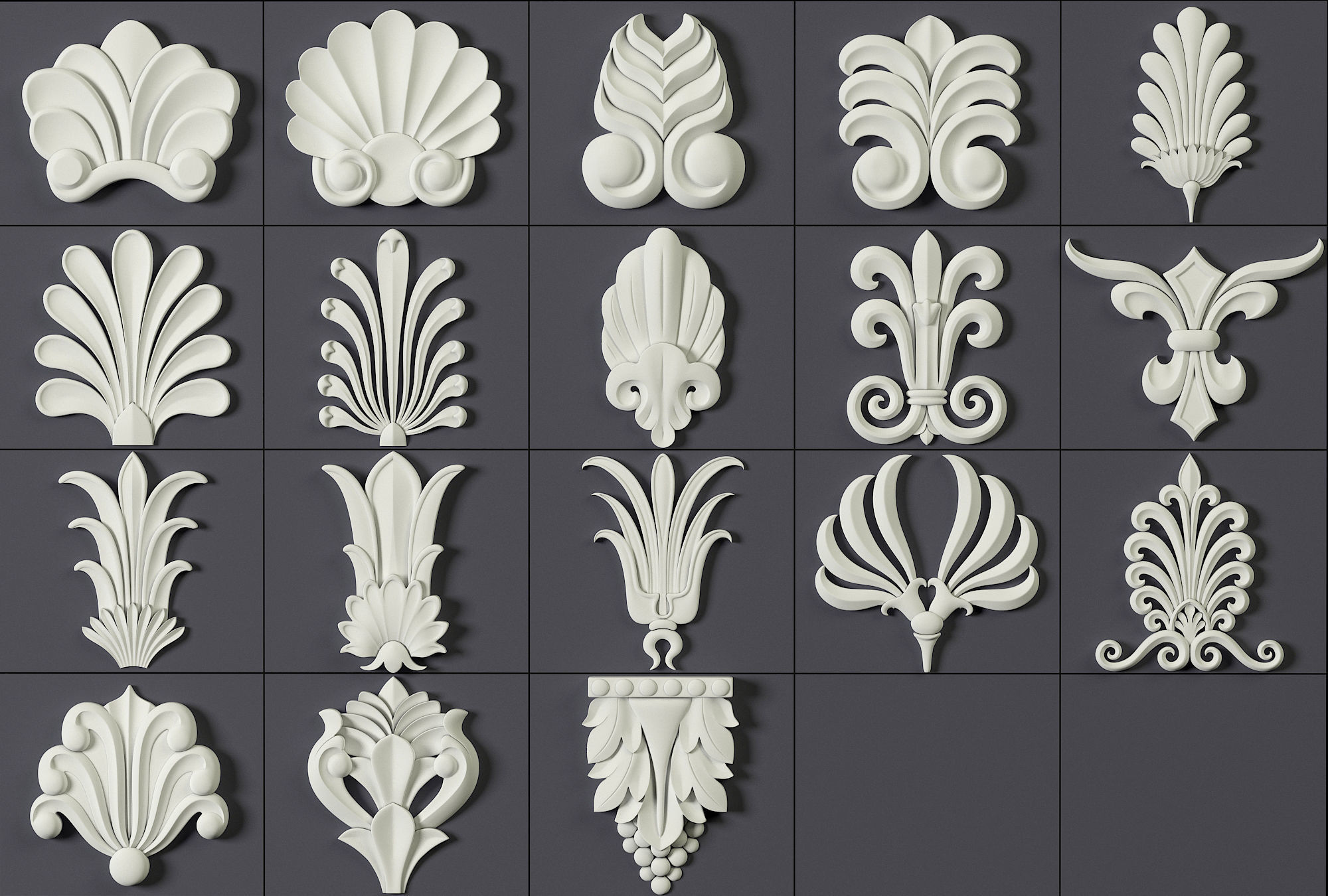 ORNAMENT BRUSHES ALPHA and 3D MODEL- VOL 01 - 02 - 03 - 04 - 05 3D Model Collection_64