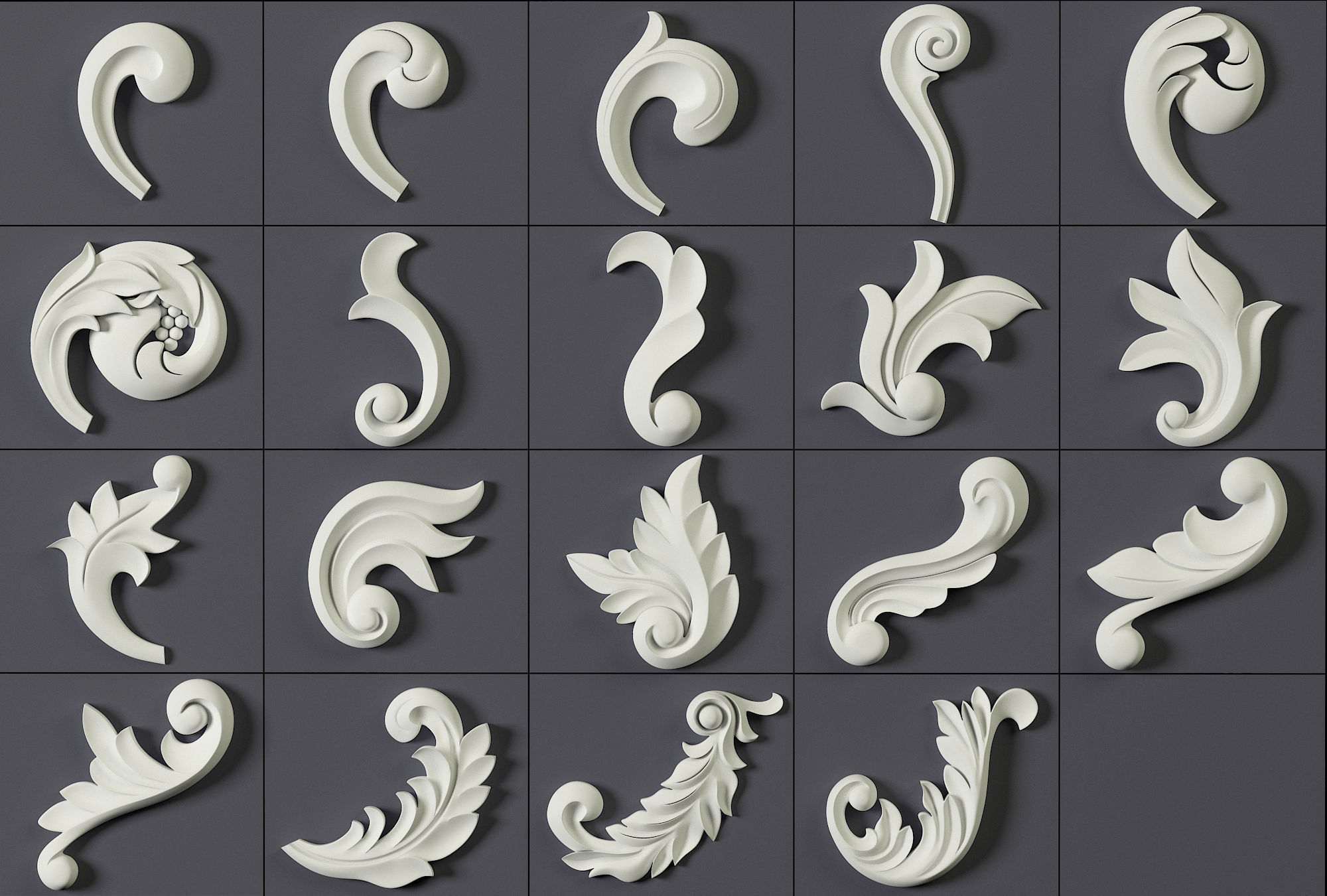 ORNAMENT BRUSHES ALPHA and 3D MODEL- VOL 01 - 02 - 03 - 04 - 05 3D Model Collection_63