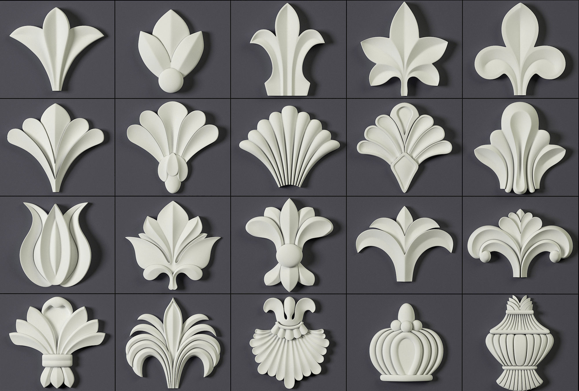 ORNAMENT BRUSHES ALPHA and 3D MODEL- VOL 01 - 02 - 03 - 04 - 05 3D Model Collection_53