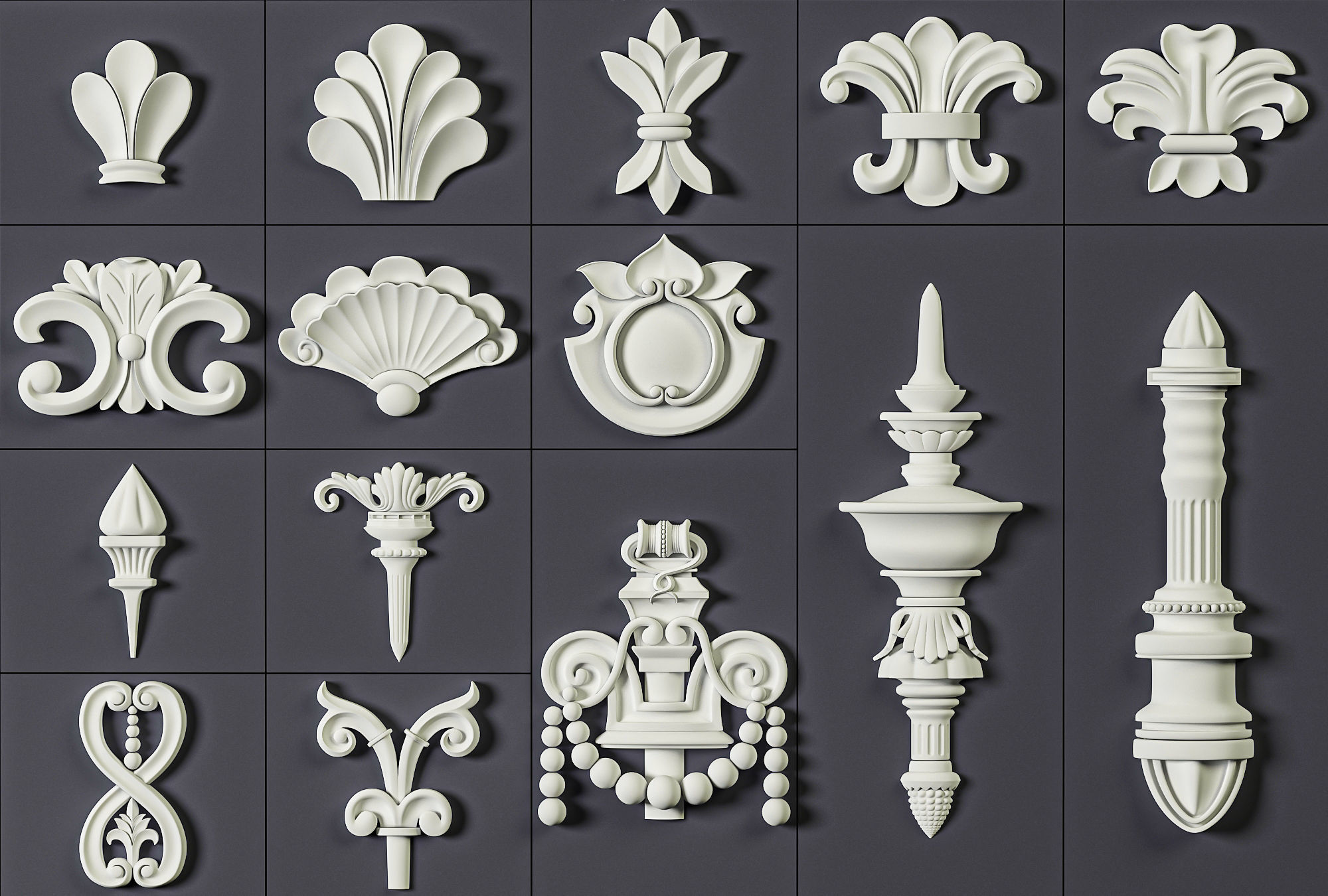 ORNAMENT BRUSHES ALPHA and 3D MODEL- VOL 01 - 02 - 03 - 04 - 05 3D Model Collection_35
