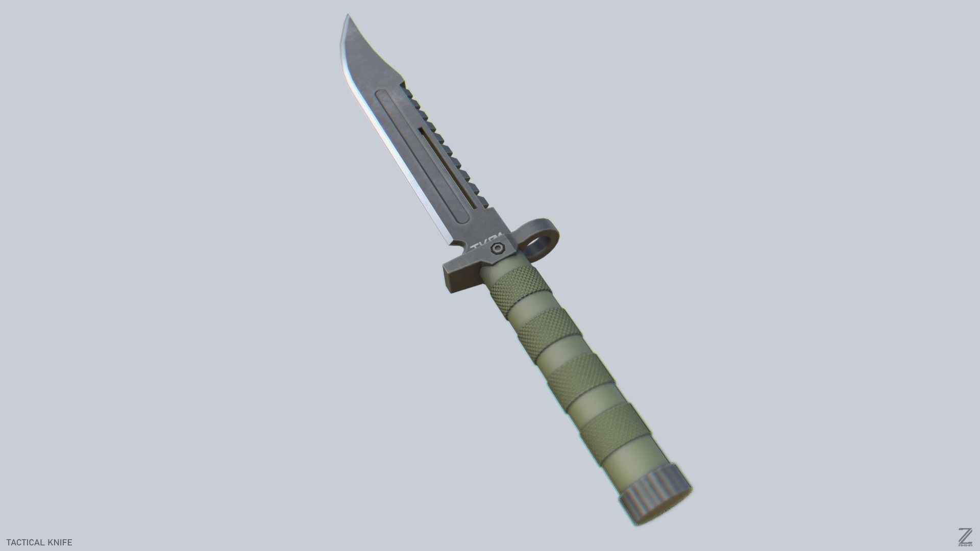 Tactical knife Low-poly 3D model_5