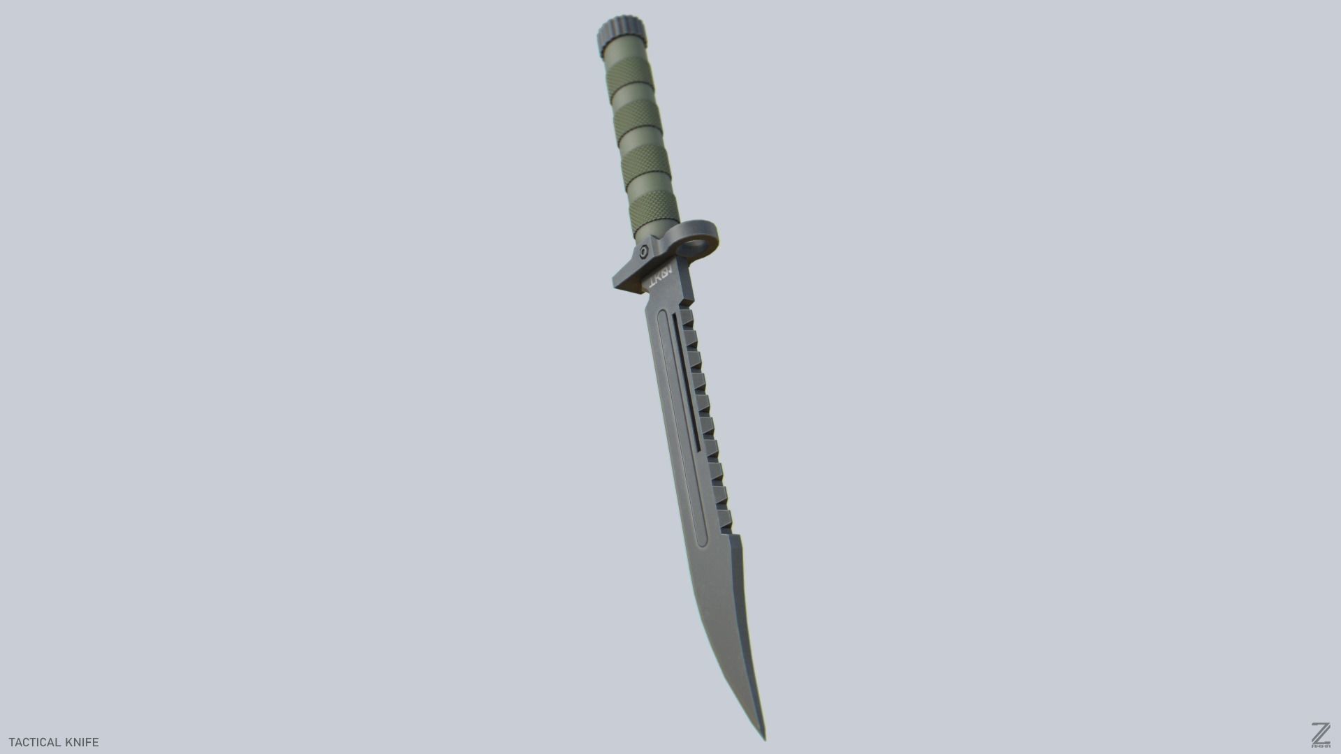Tactical knife Low-poly 3D model_7