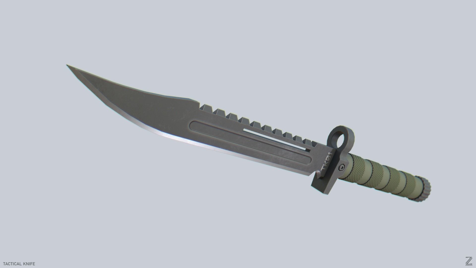 Tactical knife Low-poly 3D model_8