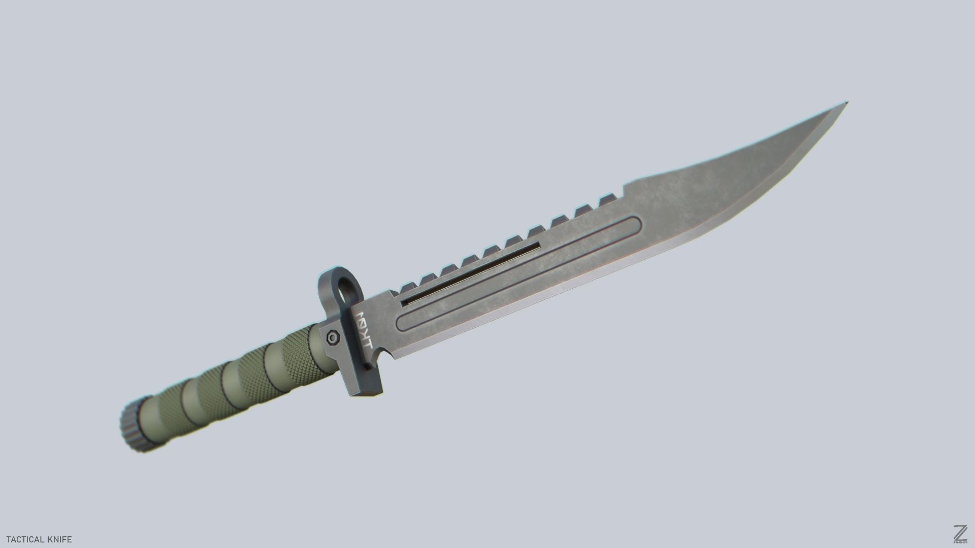 Tactical knife Low-poly 3D model_6