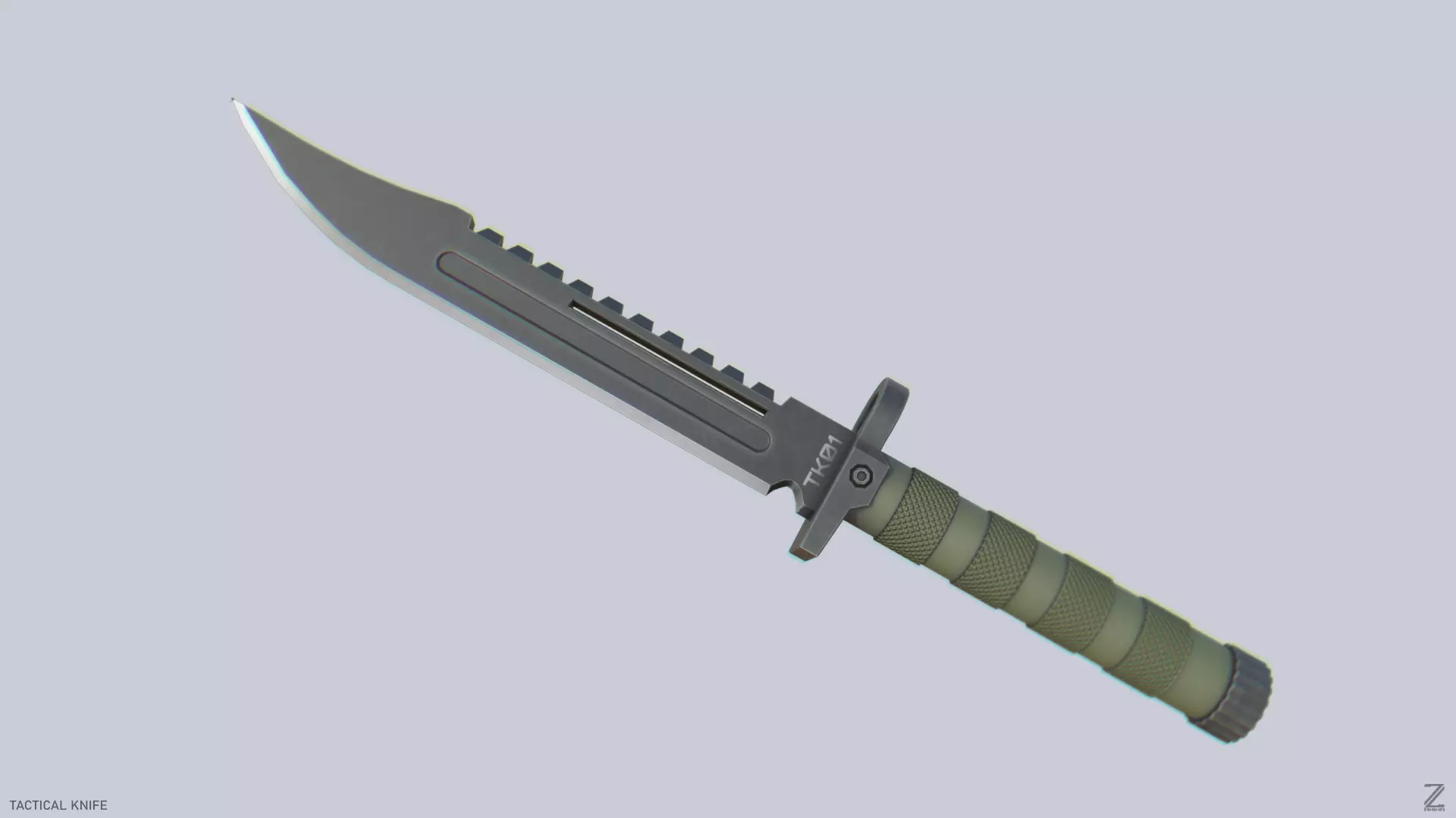 Tactical knife Low-poly 3D model_0