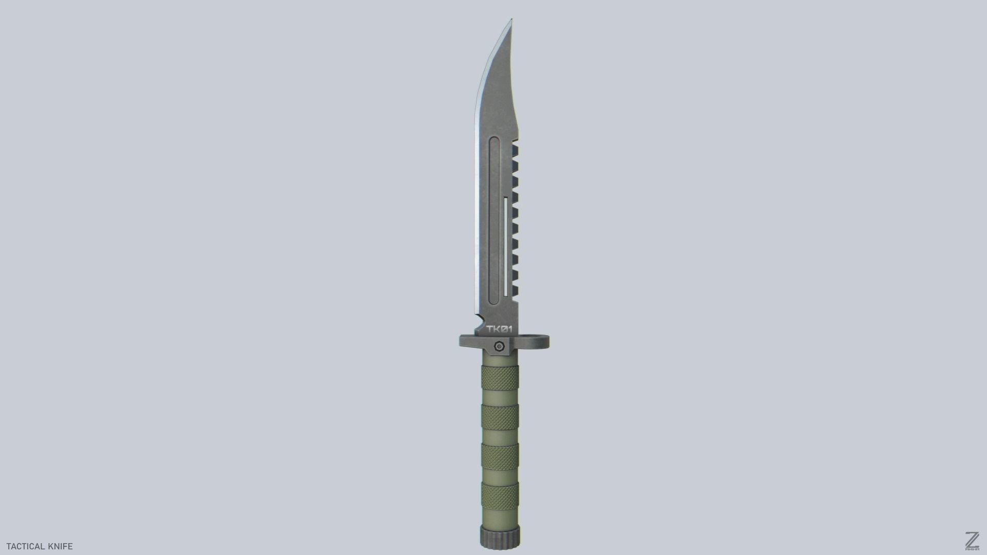Tactical knife Low-poly 3D model_4