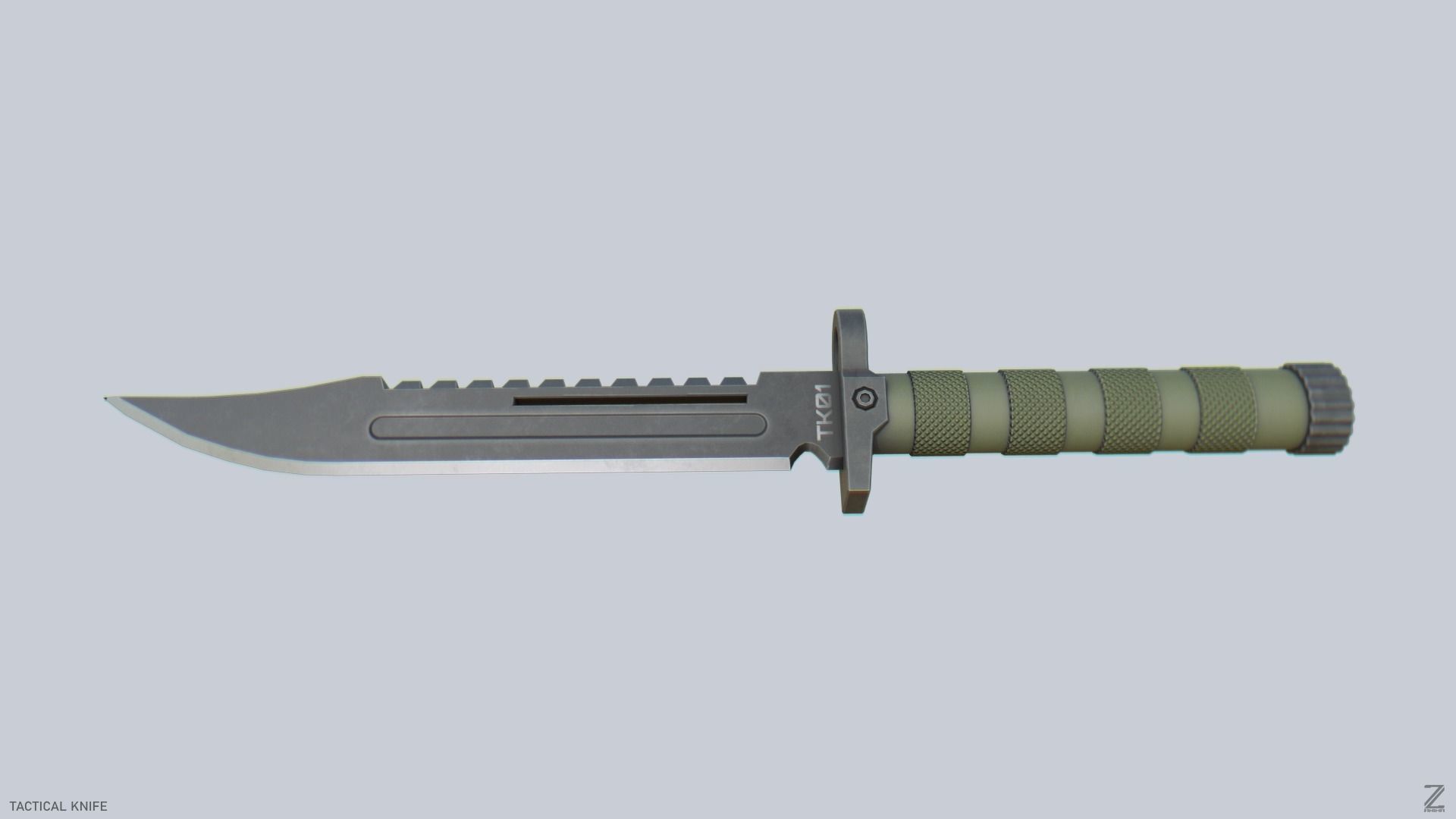 Tactical knife Low-poly 3D model_1