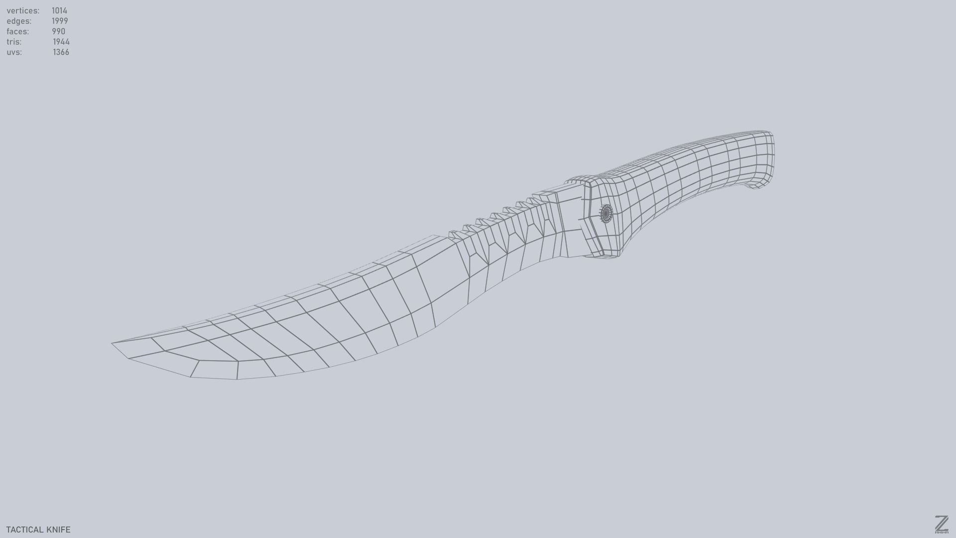 Tactical knife Low-poly 3D model_13