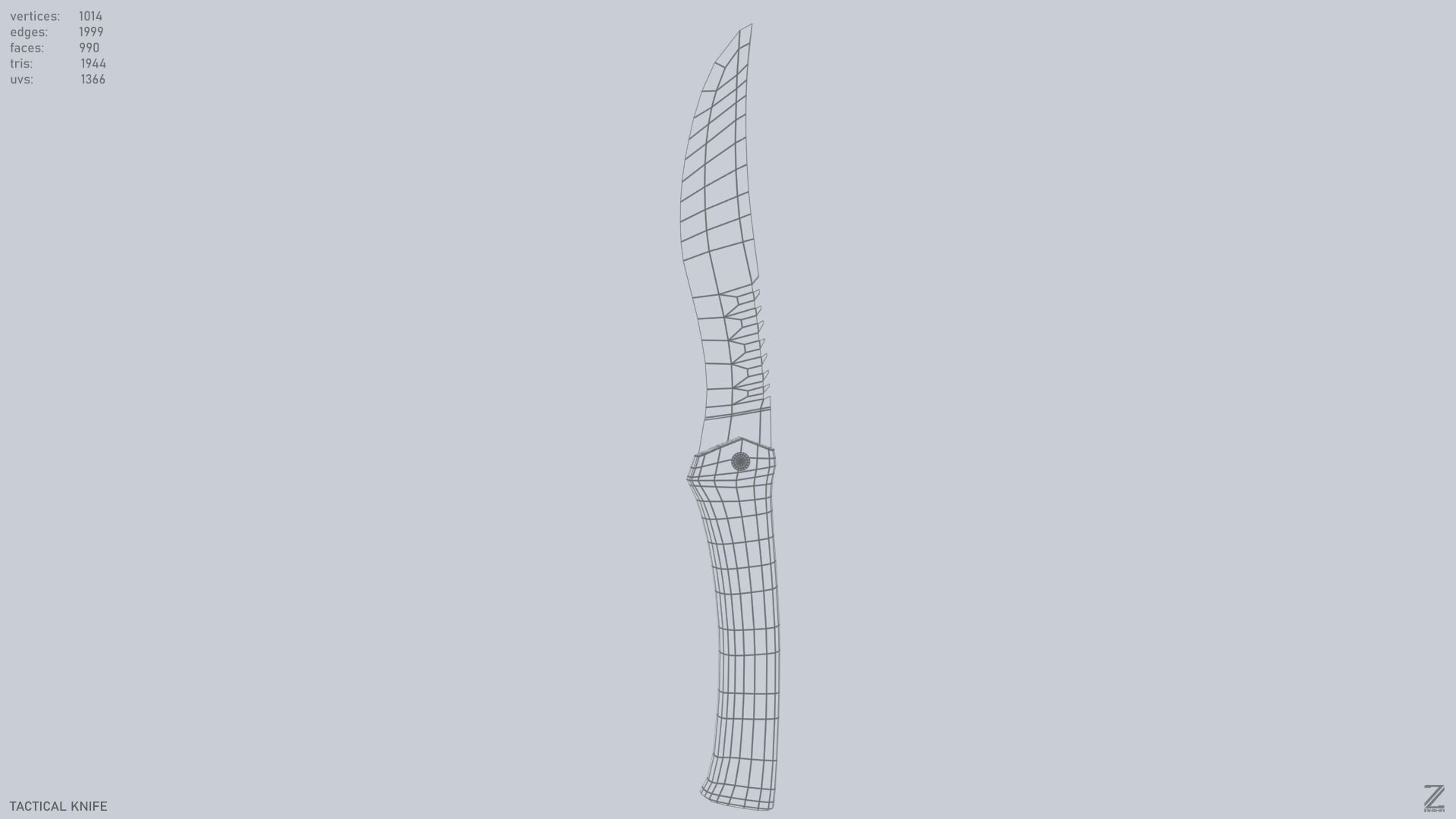 Tactical knife Low-poly 3D model_9