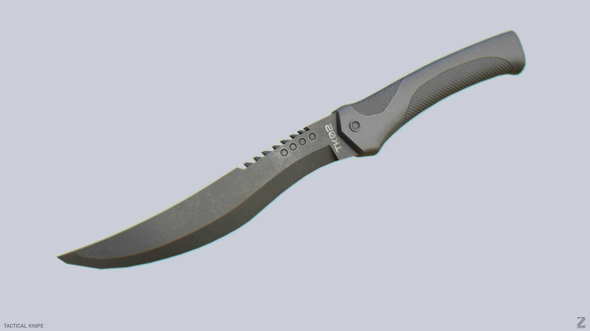 Tactical knife Low-poly 3D model_1