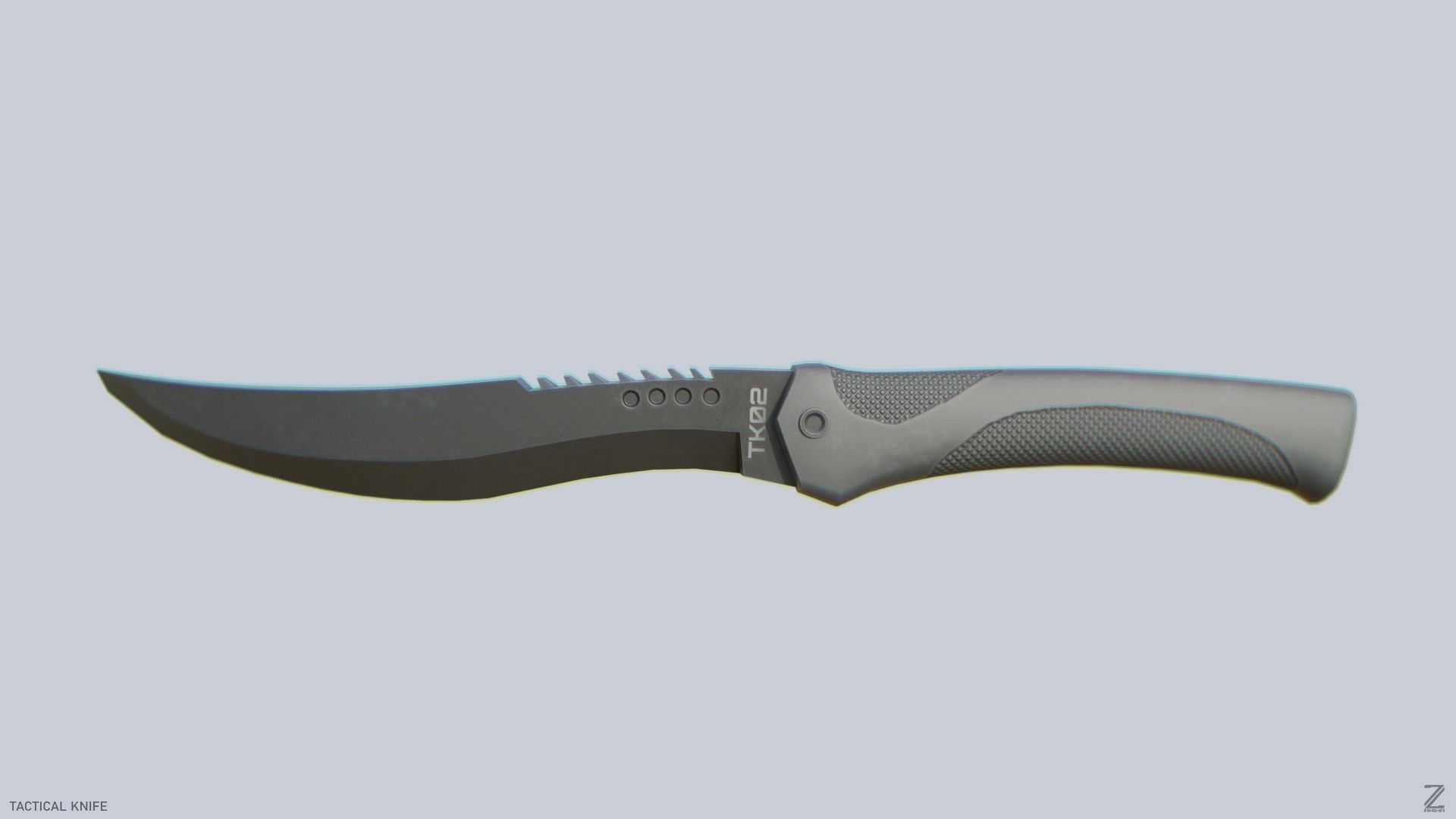 Tactical knife Low-poly 3D model_6