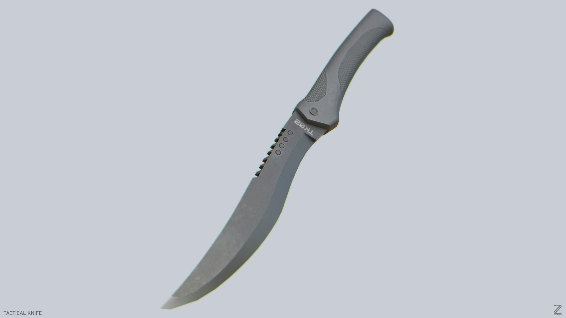 Tactical knife Low-poly 3D model_8