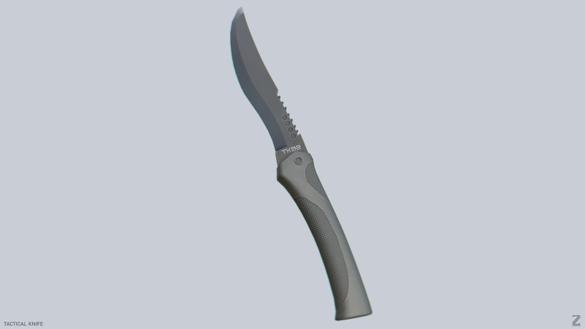 Tactical knife Low-poly 3D model_5