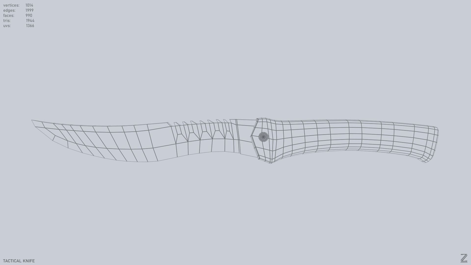 Tactical knife Low-poly 3D model_12