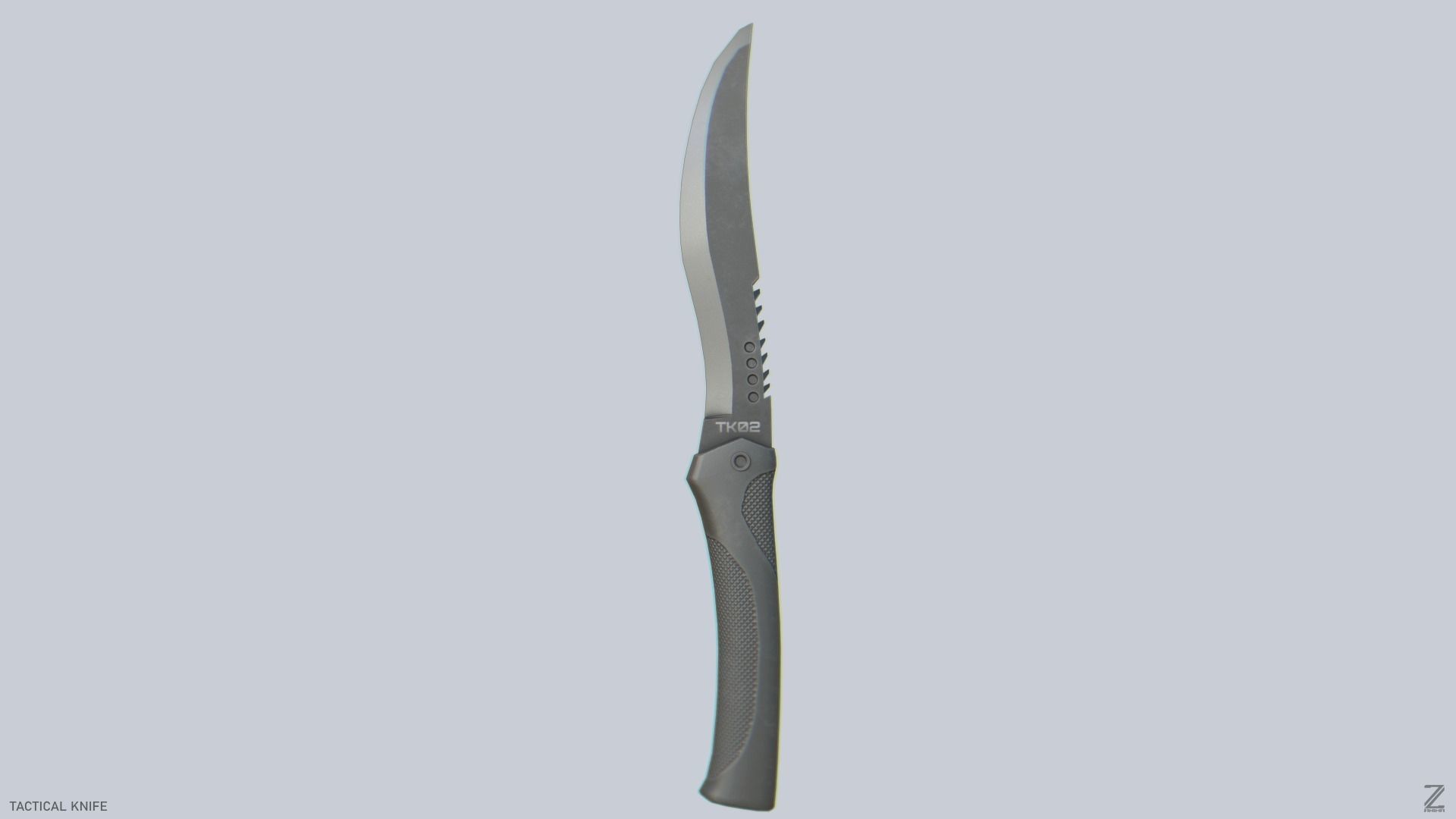 Tactical knife Low-poly 3D model_4