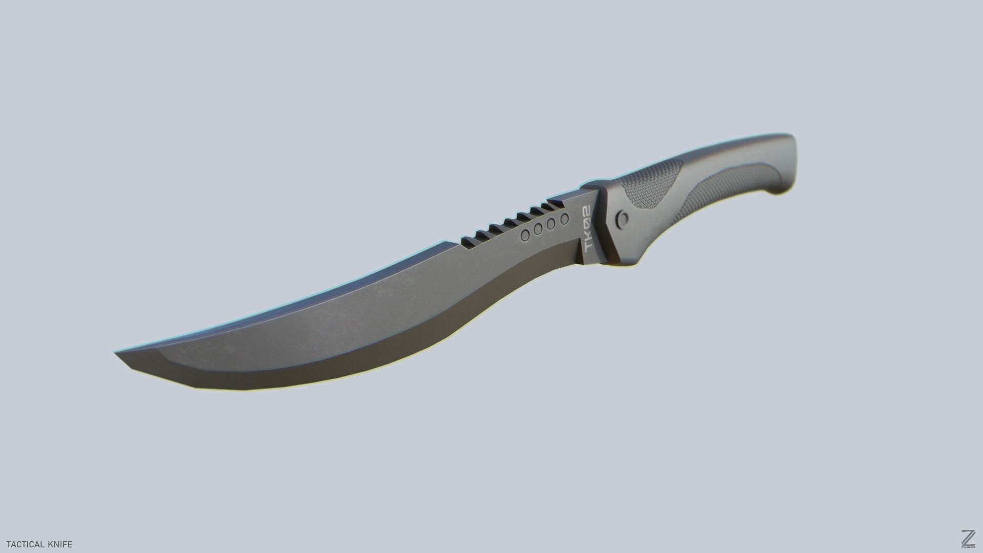 Tactical knife Low-poly 3D model_7