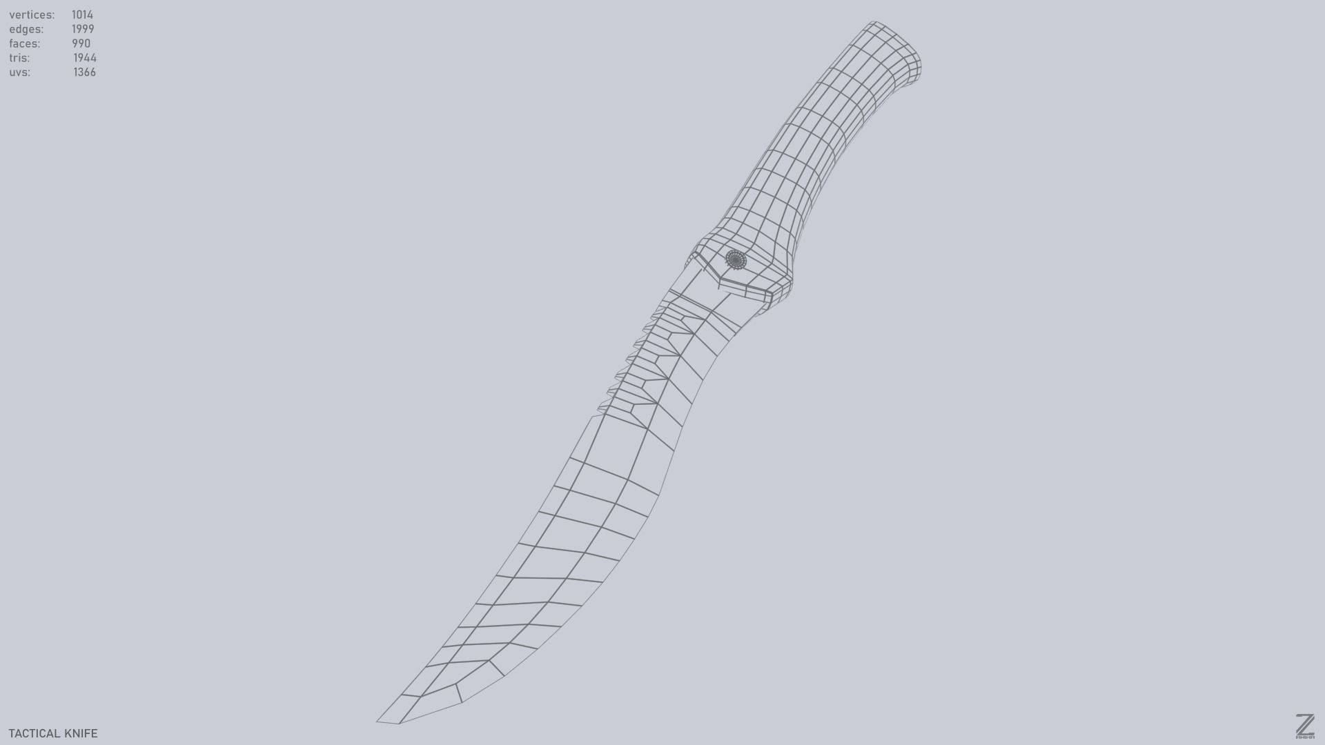 Tactical knife Low-poly 3D model_14