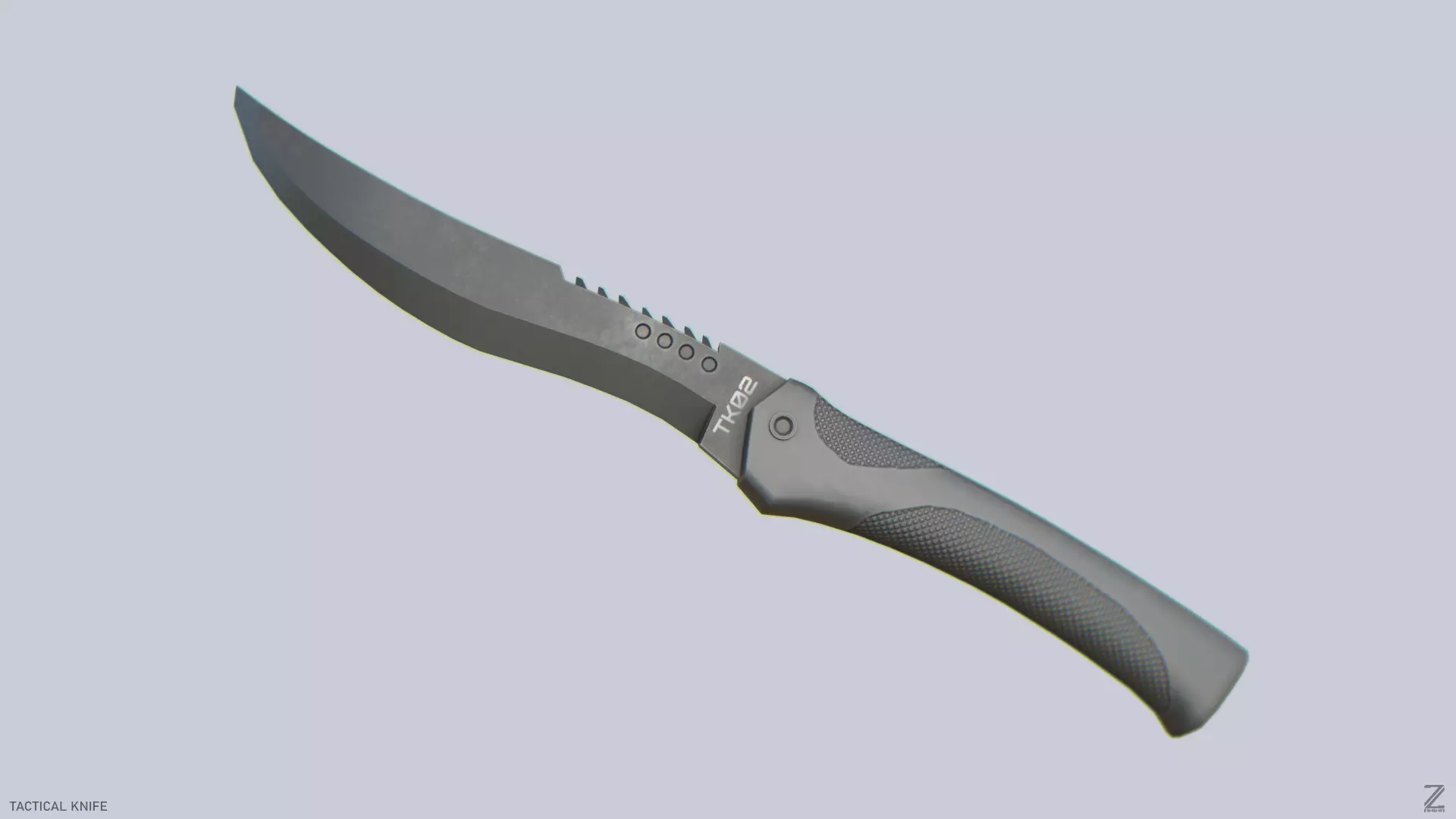 Tactical knife Low-poly 3D model_0