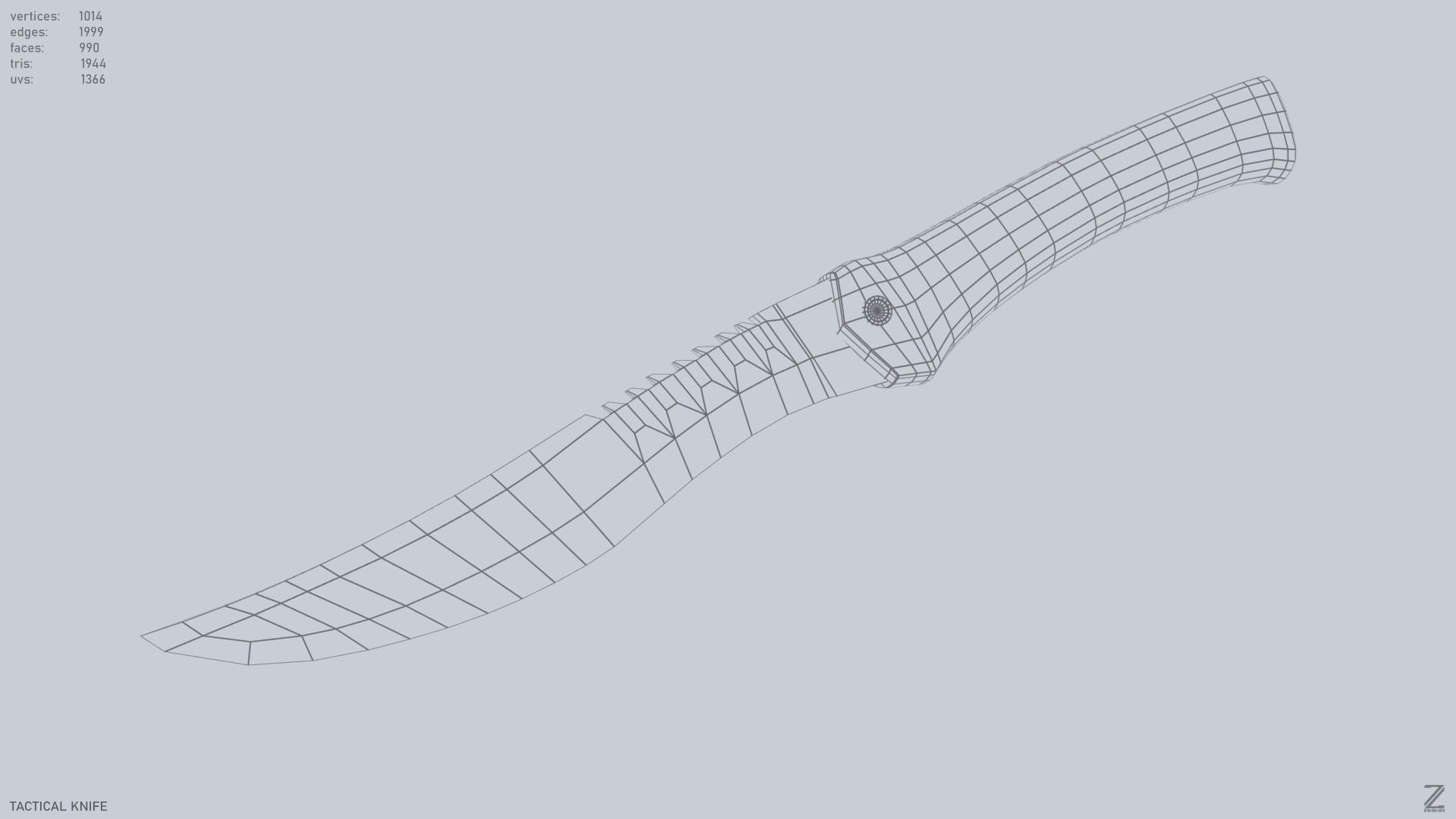 Tactical knife Low-poly 3D model_11