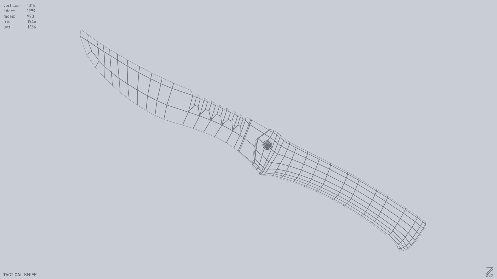 Tactical knife Low-poly 3D model_10