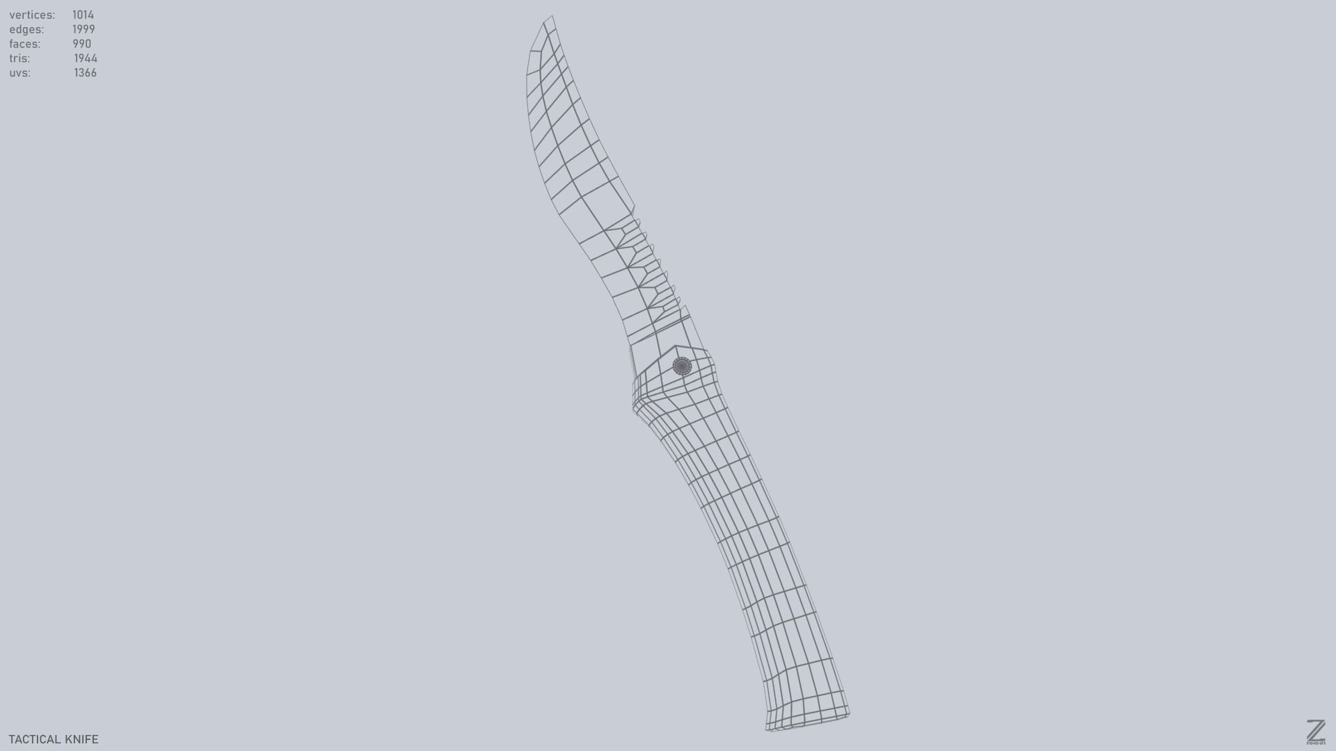 Tactical knife Low-poly 3D model_3