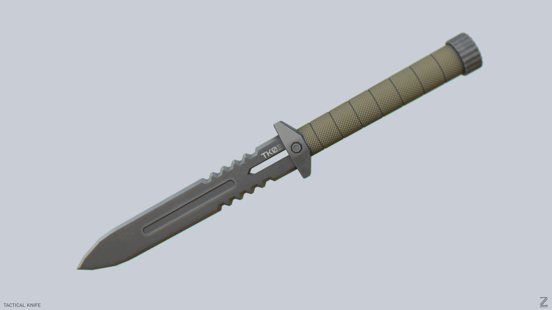 Tactical knife Low-poly 3D model_6