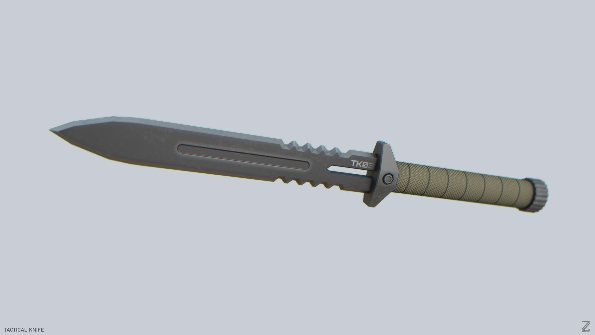 Tactical knife Low-poly 3D model_8